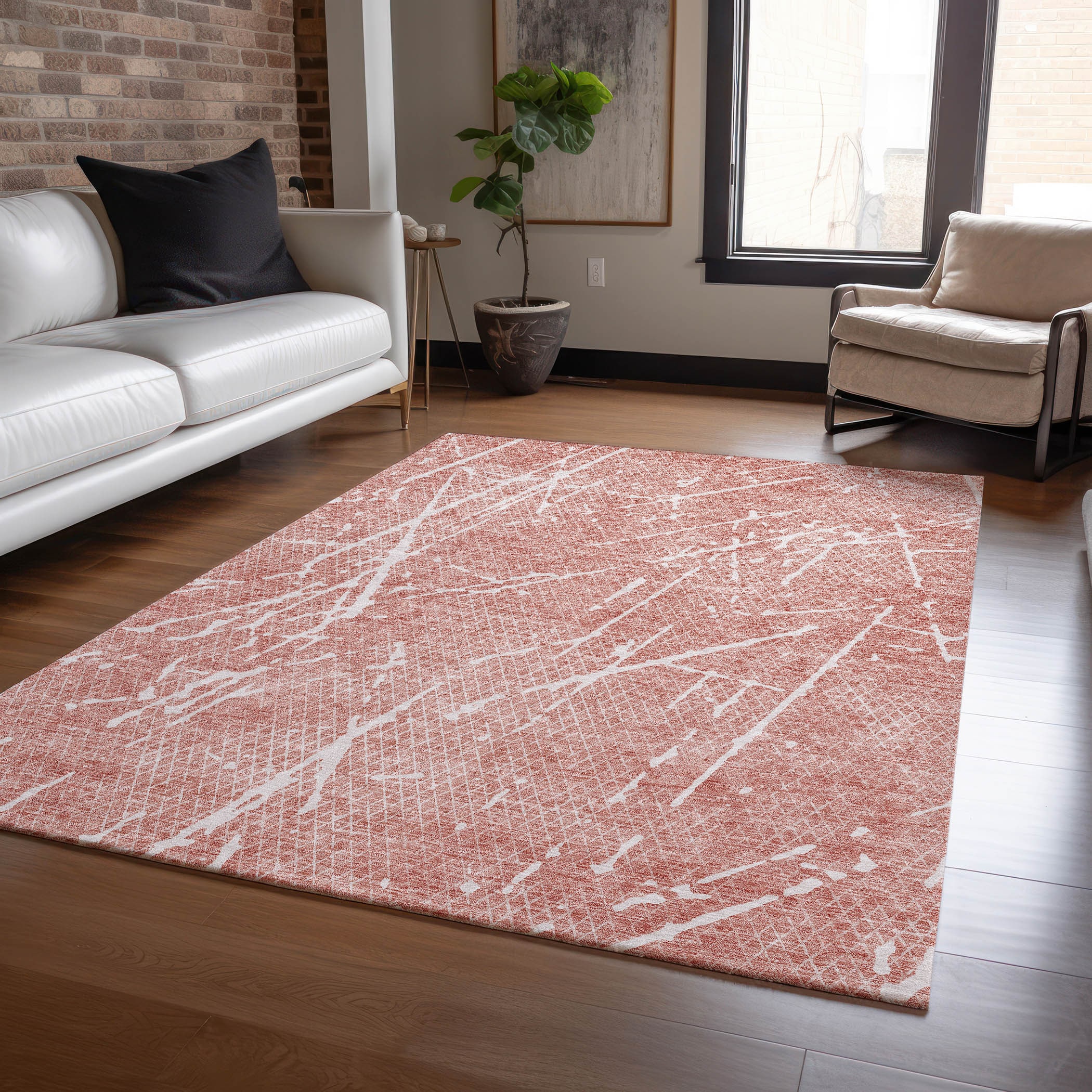 Addison Rugs ACN628BL8X10 Chantille ACN628BL 8 x 10 (ft) Polyester Blush Rectangular Indoor/Outdoor Geometric Machine washable Area rug