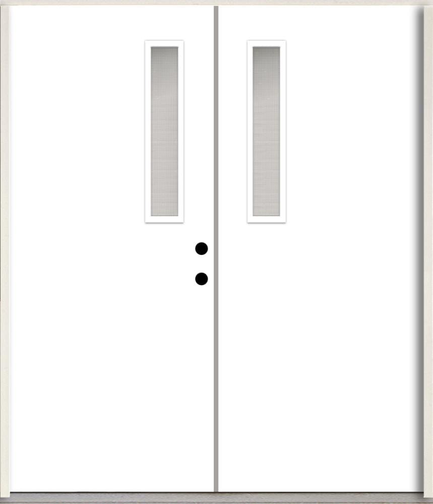 RELIABILT LO1062309 Spotlights 64-in x 80-in x 4-5/8-in Fiberglass 1/4 lite Left-hand inswing Primed Unfinished Prehung Double Front Door Insulating core