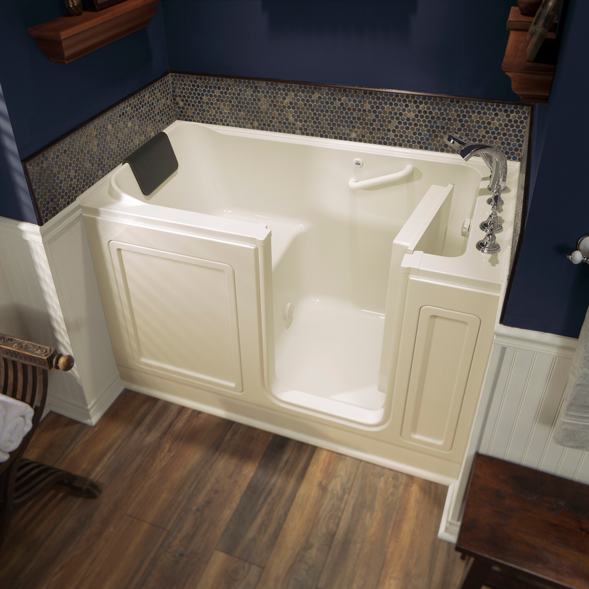 American Standard 3260.219.SRL 32.0-Inches x 59.5-Inches Linen Acrylic Rectangular Walk-in Soaking bathtub with Faucet Hand Shower Drain ( Right Drain )