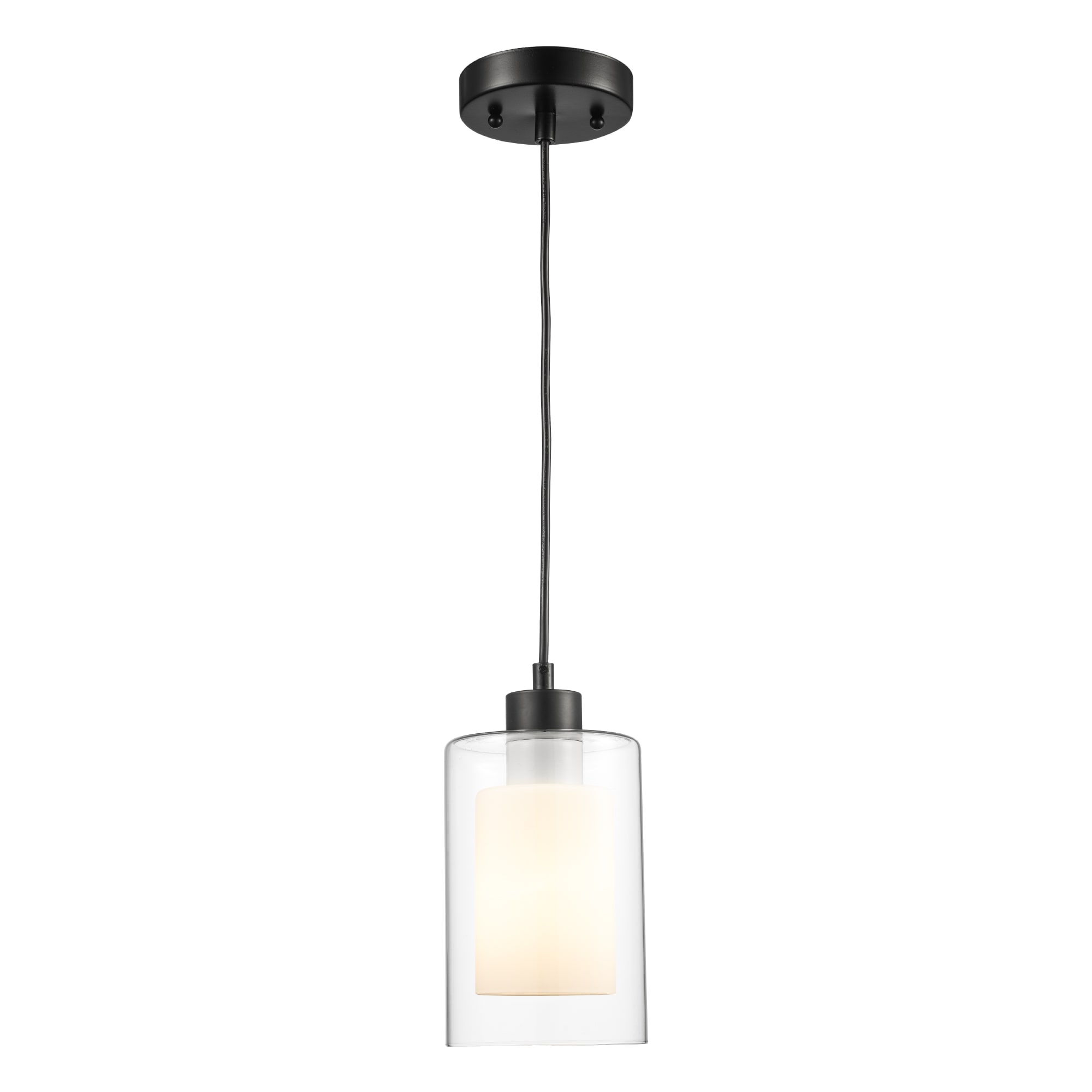 Trans Globe PND-2178 BK Modesto 1 -Light Black Modern/contemporary Frosted glass Cylinder Mini Hanging Pendant light