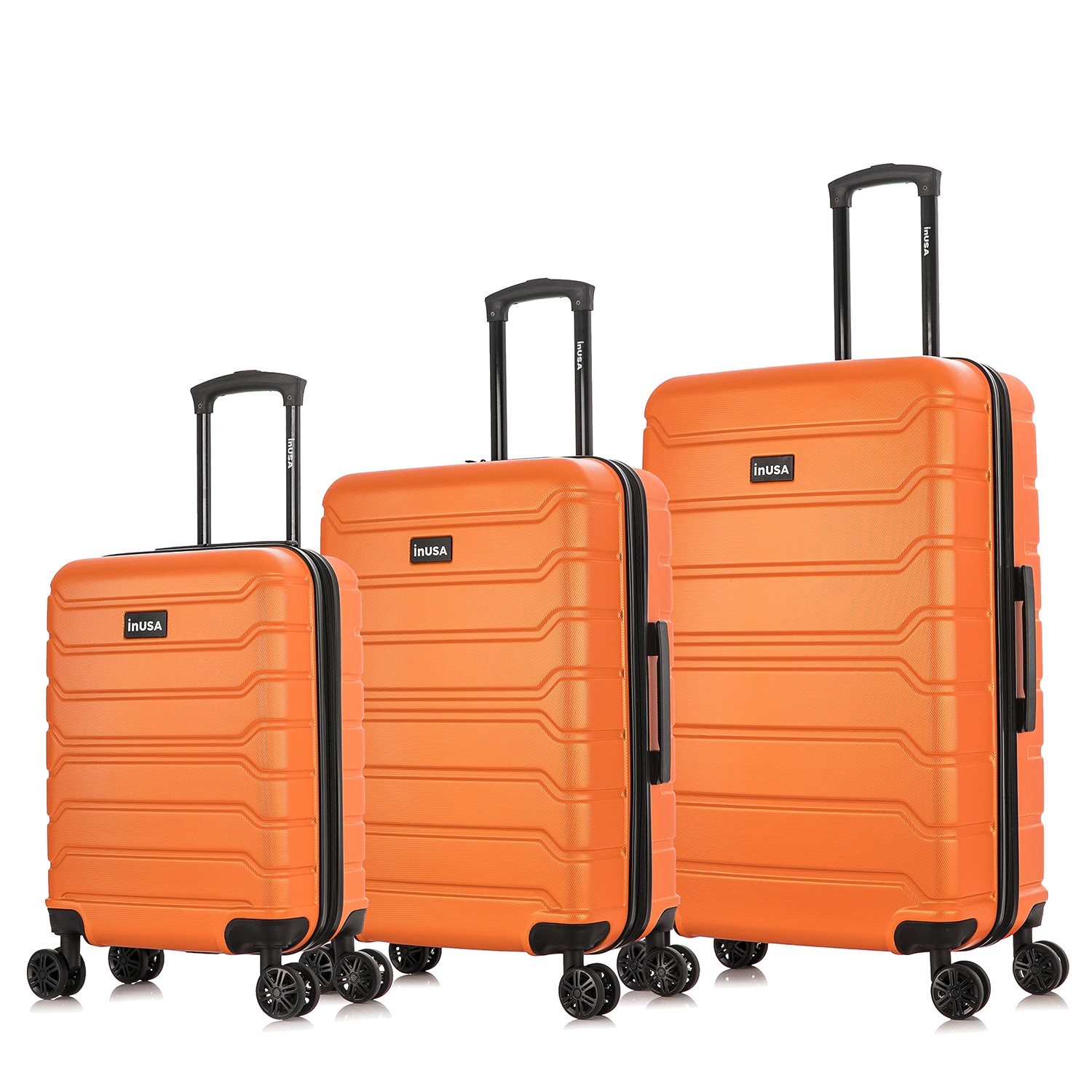 InUSA IUTRESML-ORA 19.90 x 11.02 x 31.07 ORANGE Polycarbonate Hardshell Suitcase set 3 -Bag