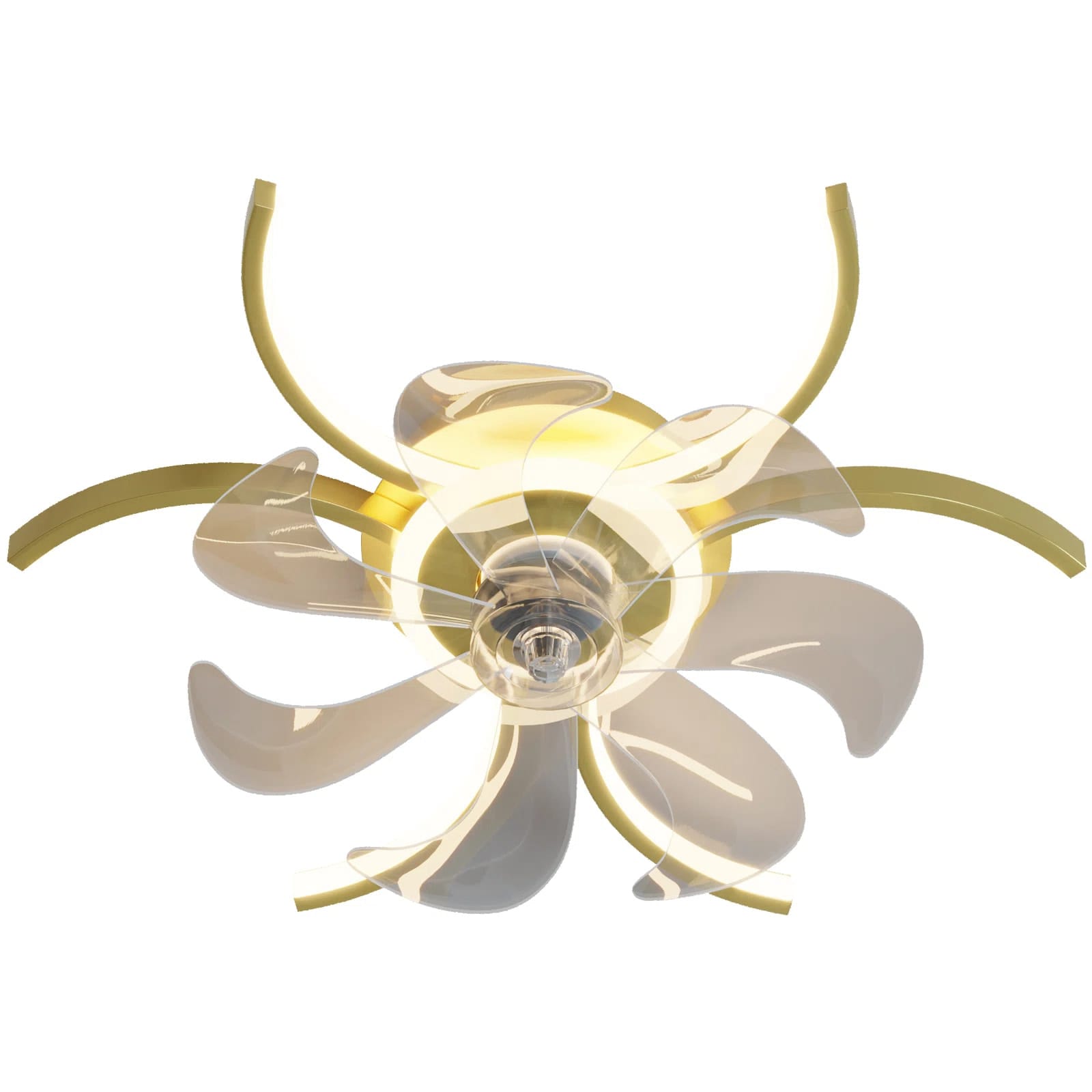 Yardreeze GHHCF053GD0407 20.5-Inches Gold with ABS Blades Color-Changing Integrated LED Fixture Indoor Flush mount Fandelier Ceiling Fan With Light and Remote ( 7 -Blade)