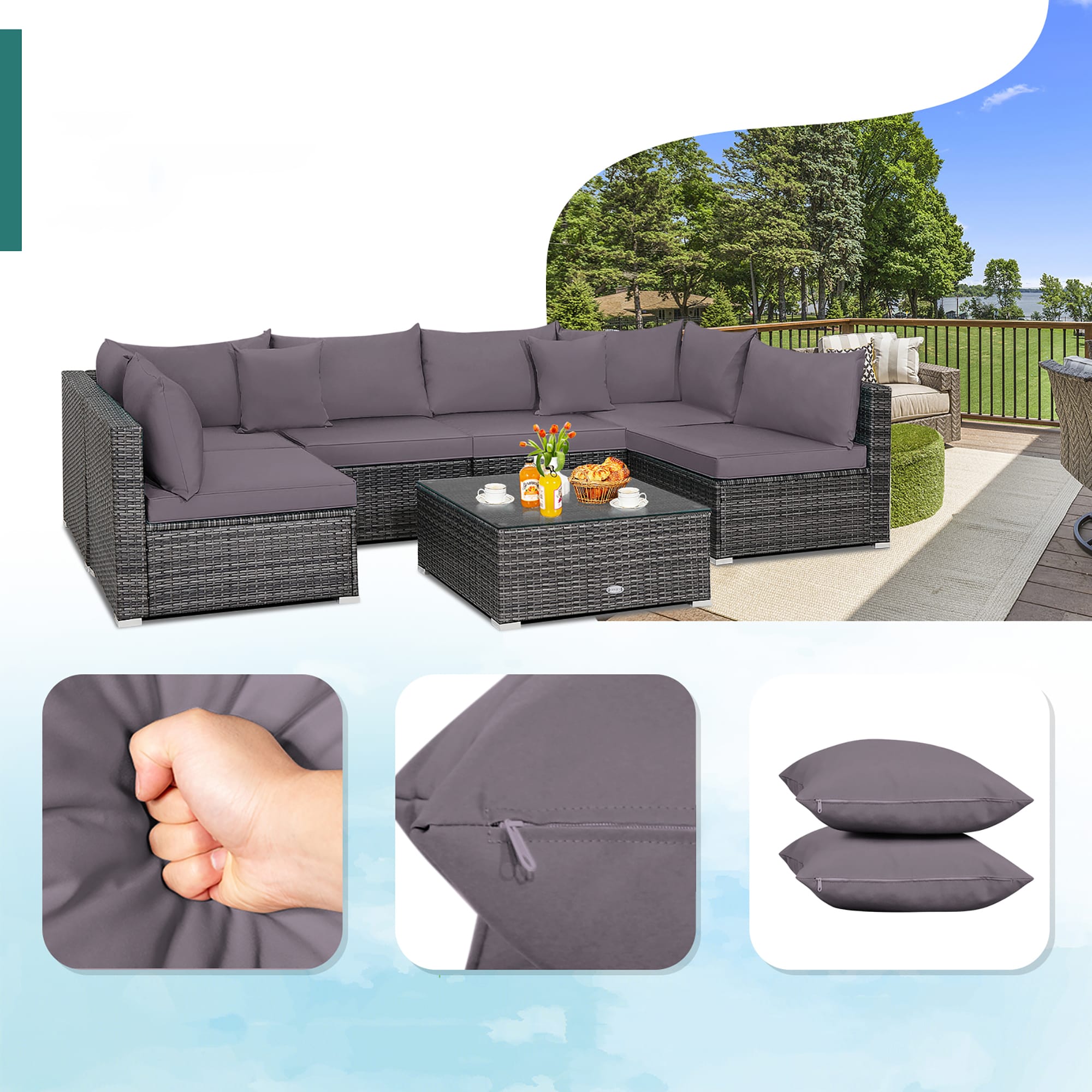 Costway HW70439GR+ Patio-Conversation-Sets - View #2