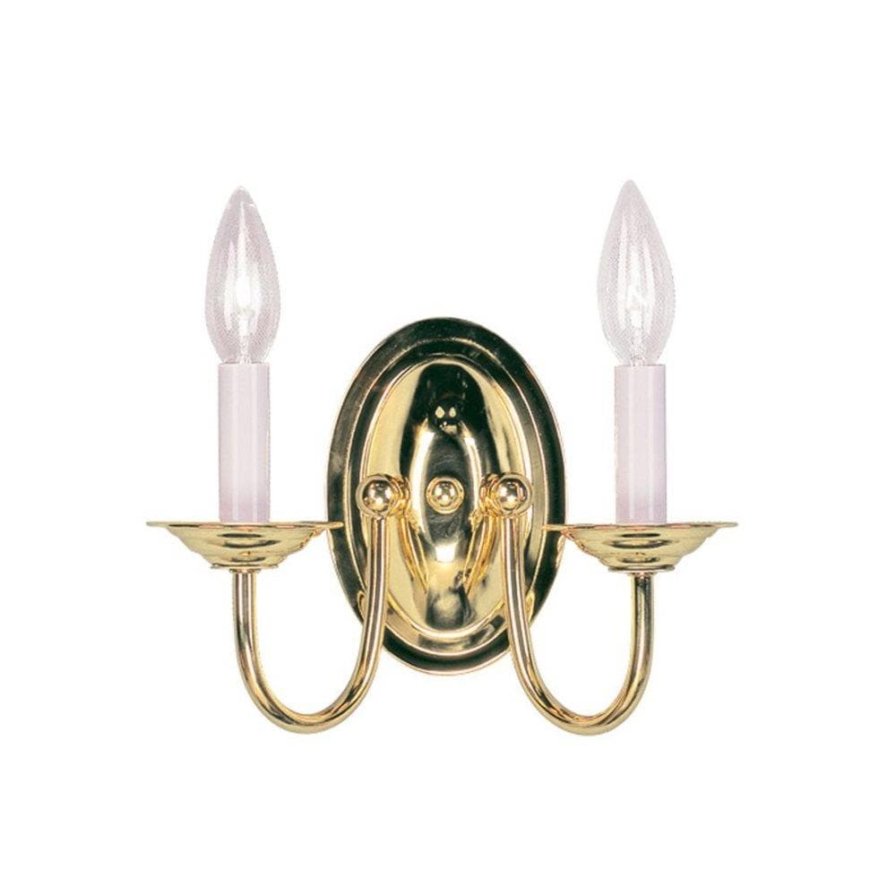 Livex Pierson 2 Light Wall Sconce in Polished Brass 16"w x 12"h 50991-02 847284056749 