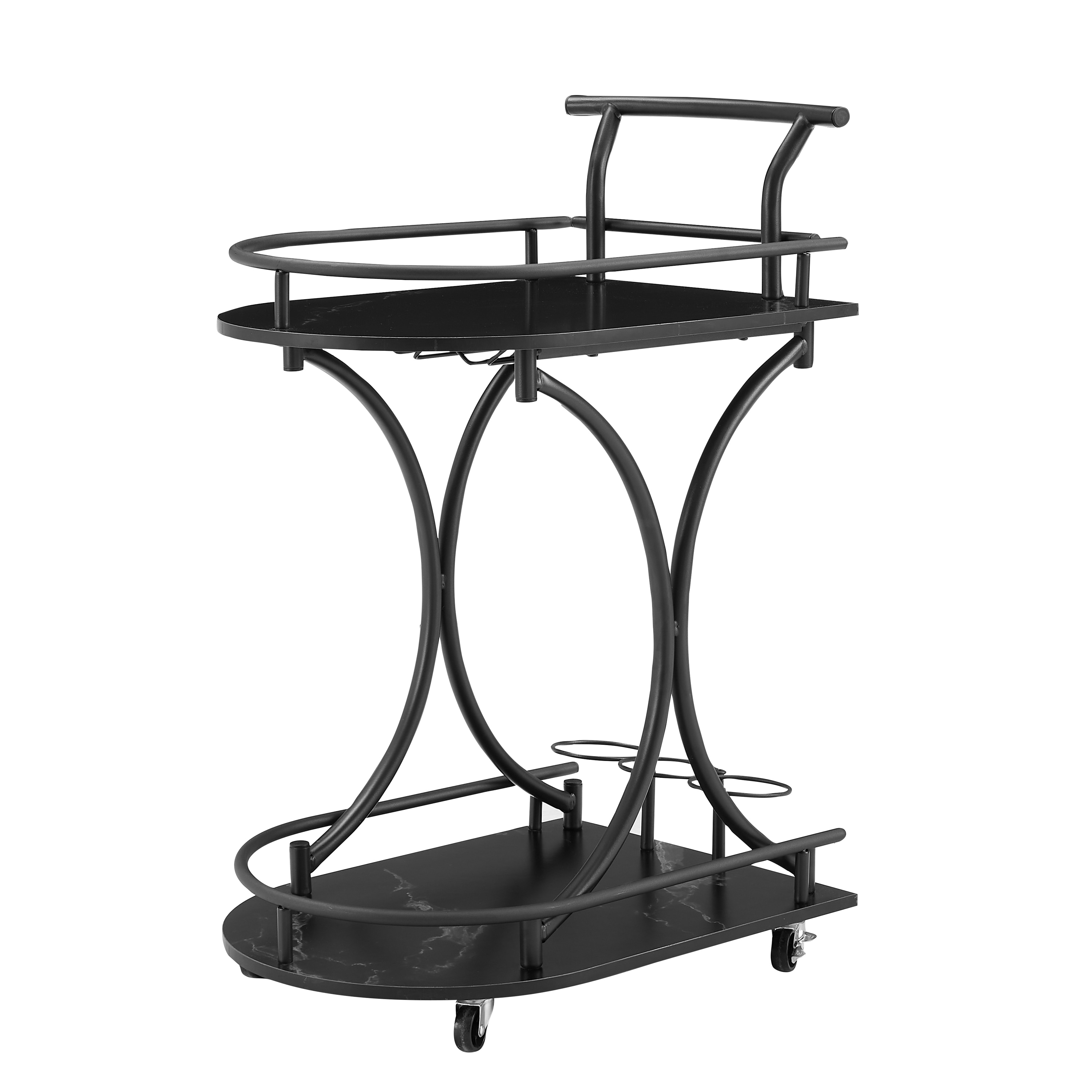 Kahomvis AC-QPHG-07 Black MDF Base with MDF Rolling Kitchen Cart ( 15.7-in x 21.6-in x 31.8-in )