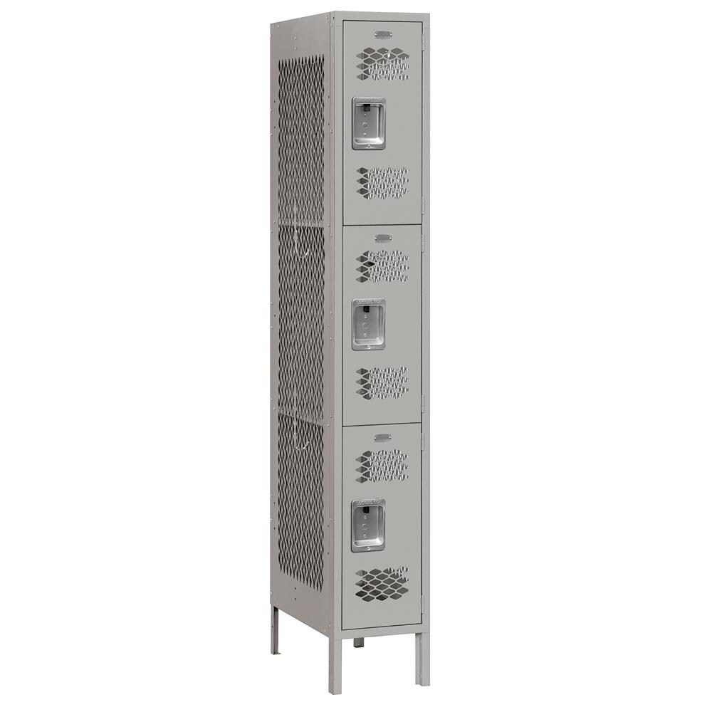 SALSBURY INDUSTRIES 73168GY-U Vented Metal Locker-Five Tier Box Style-1 Wide-5 -ft High-15-in Deep-Gray-Unassembled