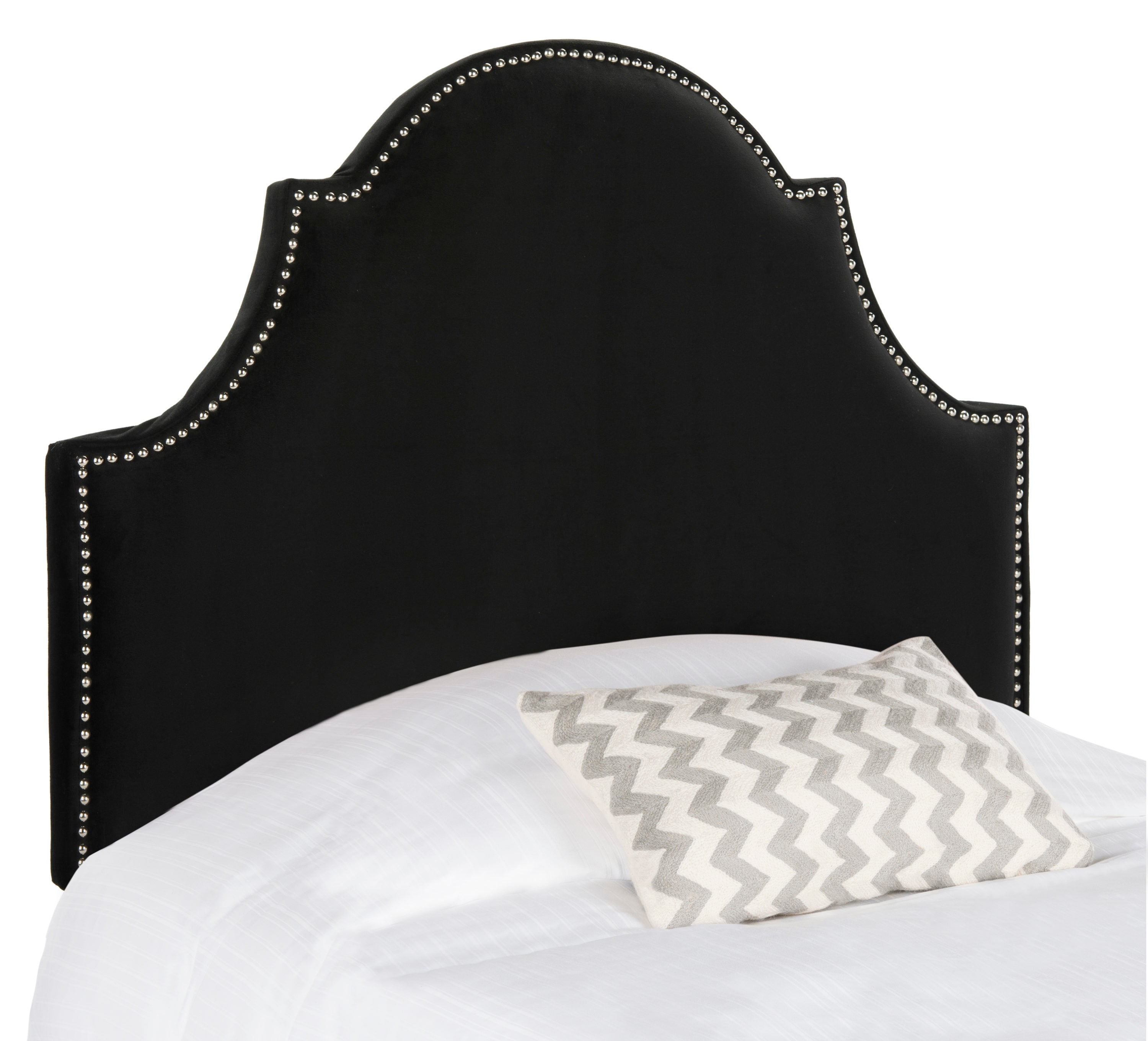 Safavieh MCR4026J Hallmar Black Velvet Twin Synthetic Upholstered Headboard