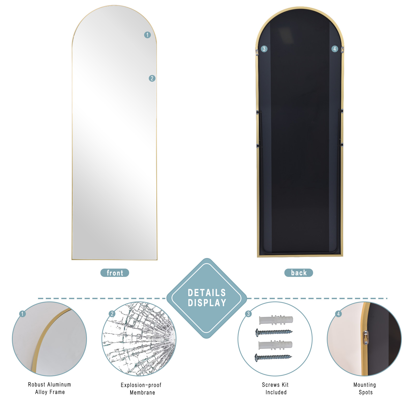 BEAUTYPEAK LS-CYJ-GXZJ2164-G Decor-Mirrors - View #6