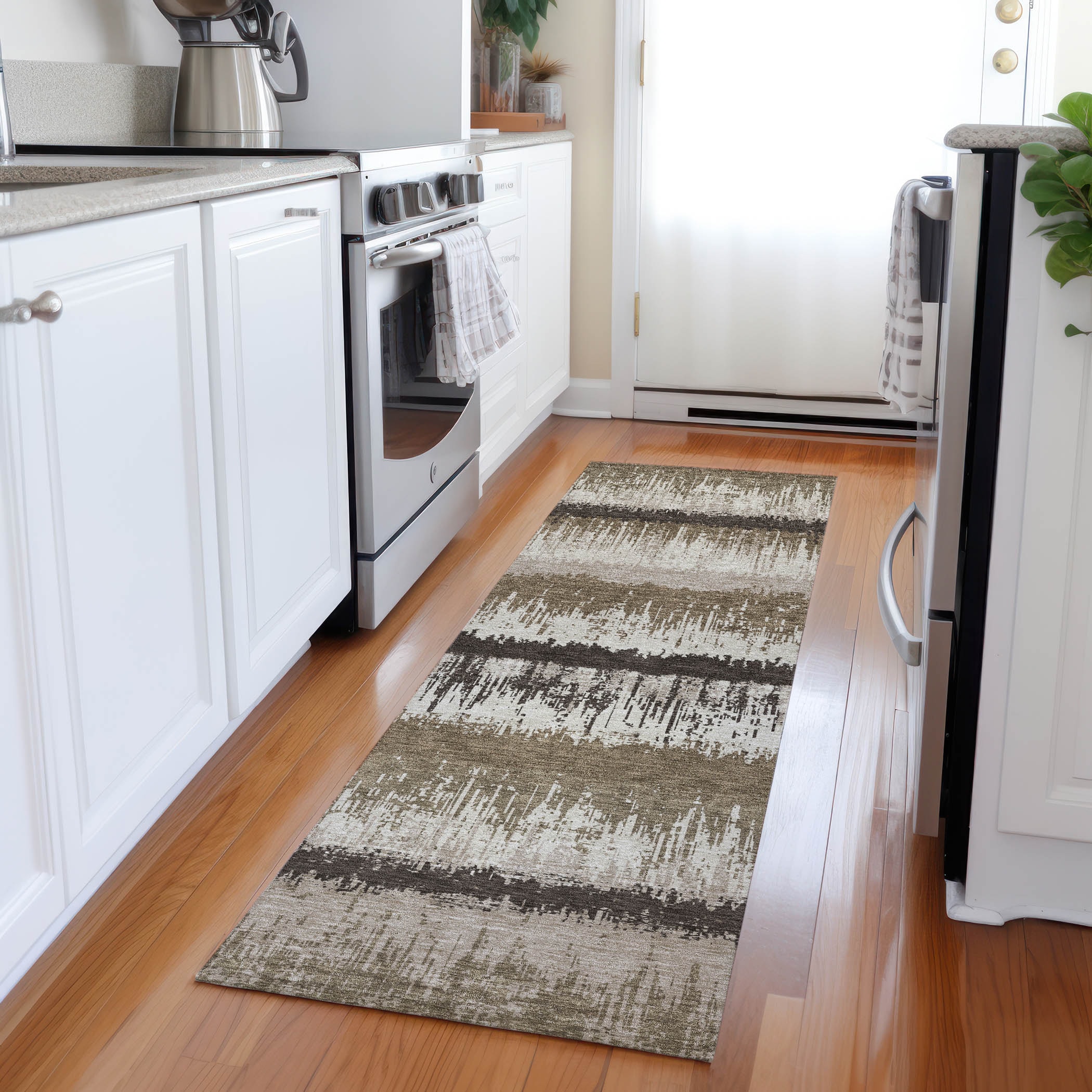 Addison Rugs ACN1013BR2X8 Chantille ACN1013BR 2 x 7 (ft) Polyester Brown Rectangular Indoor/Outdoor Geometric Machine washable Runner rug