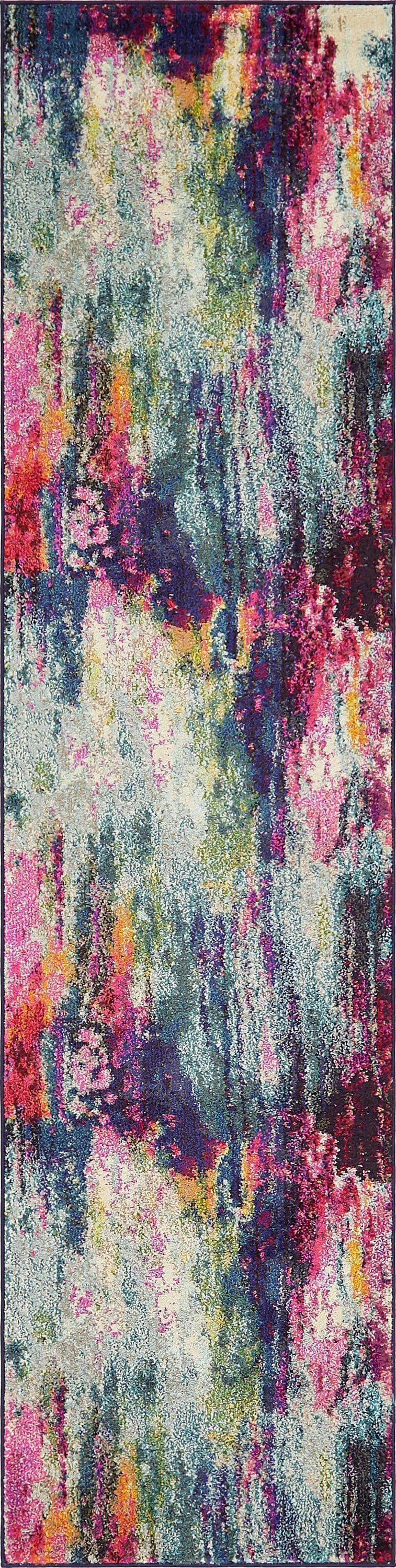 Unique Loom Sunset Chromatic 3 x 10 Multi/Light Blue Indoor Abstract Bohemian/Eclectic Runner
