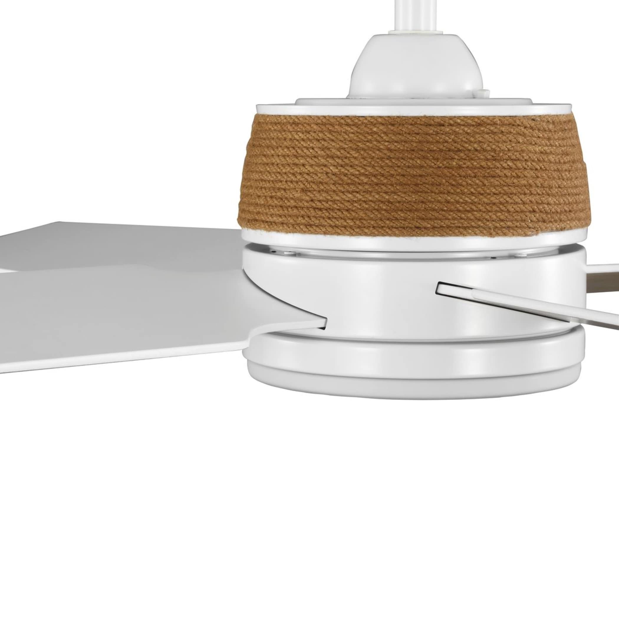Shaffer II 56" Satin White LED Ceiling Fan with Jute Rope