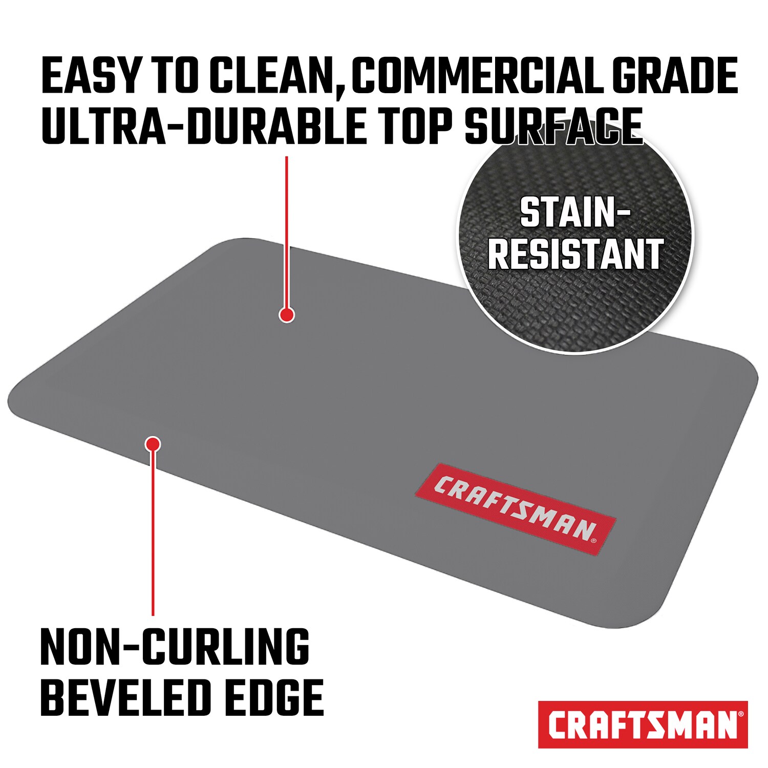 Craftsman Anti-Fatigue Garage Mat, Grey, 72 in L x 20 in W