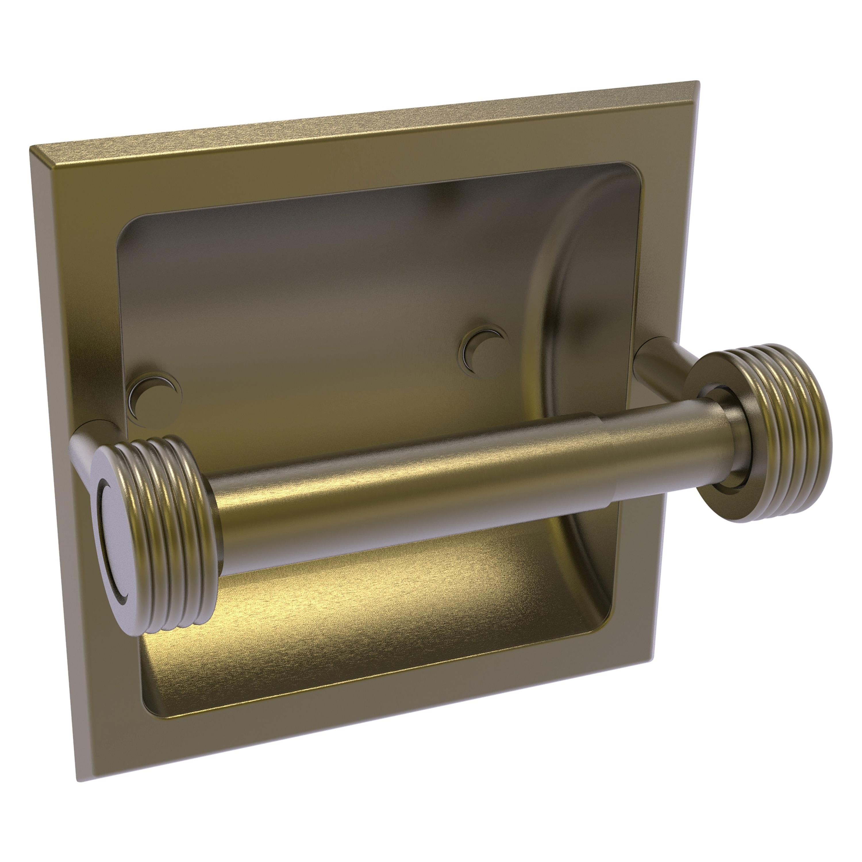 Allied Brass 2024-CG-ABR Continental Antique Brass Recessed Double post Toilet Paper Holder 1 -Rolls