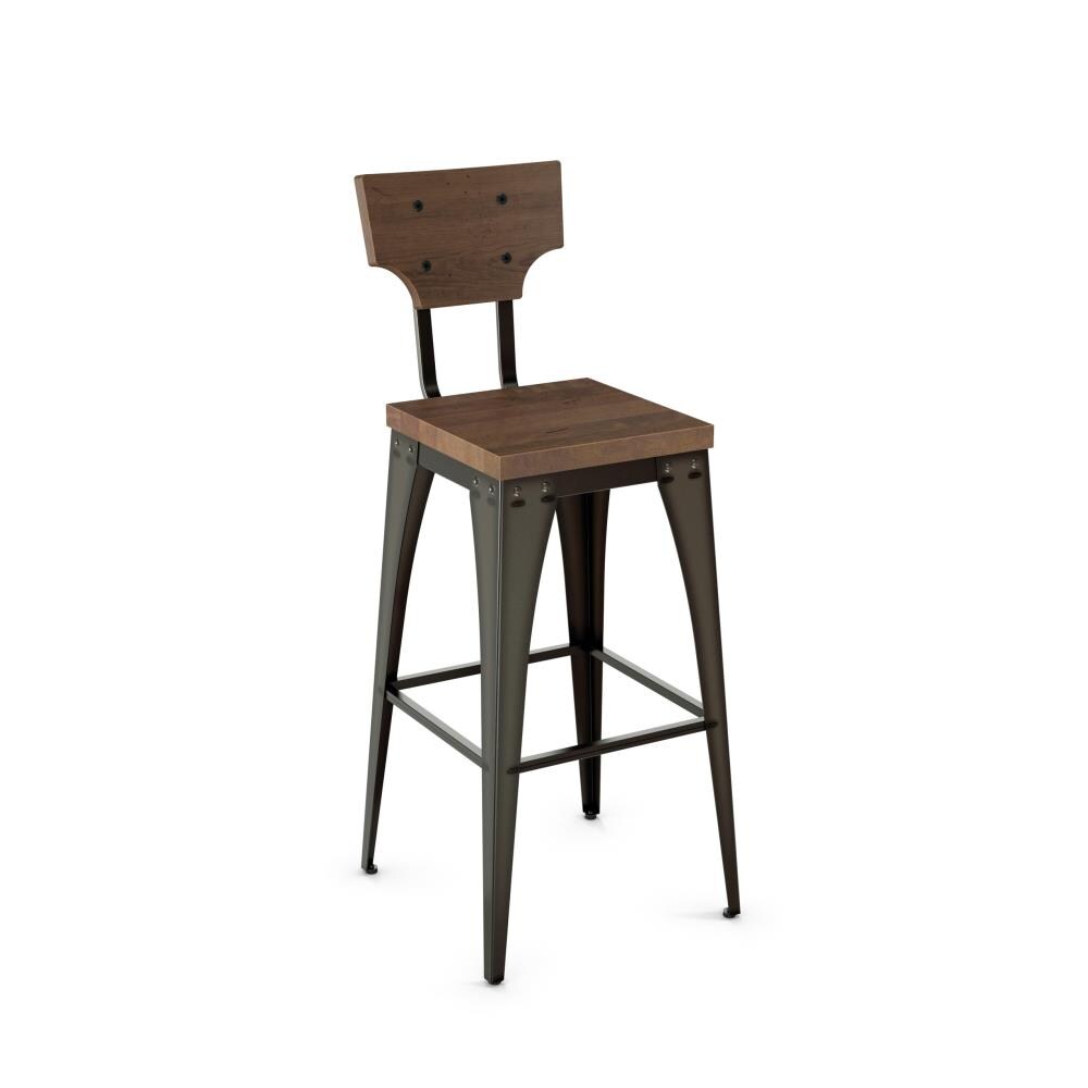 Amisco 40261-26WE/1B5187 Station Brown 26-in H Counter height Metal Bar Stool Back