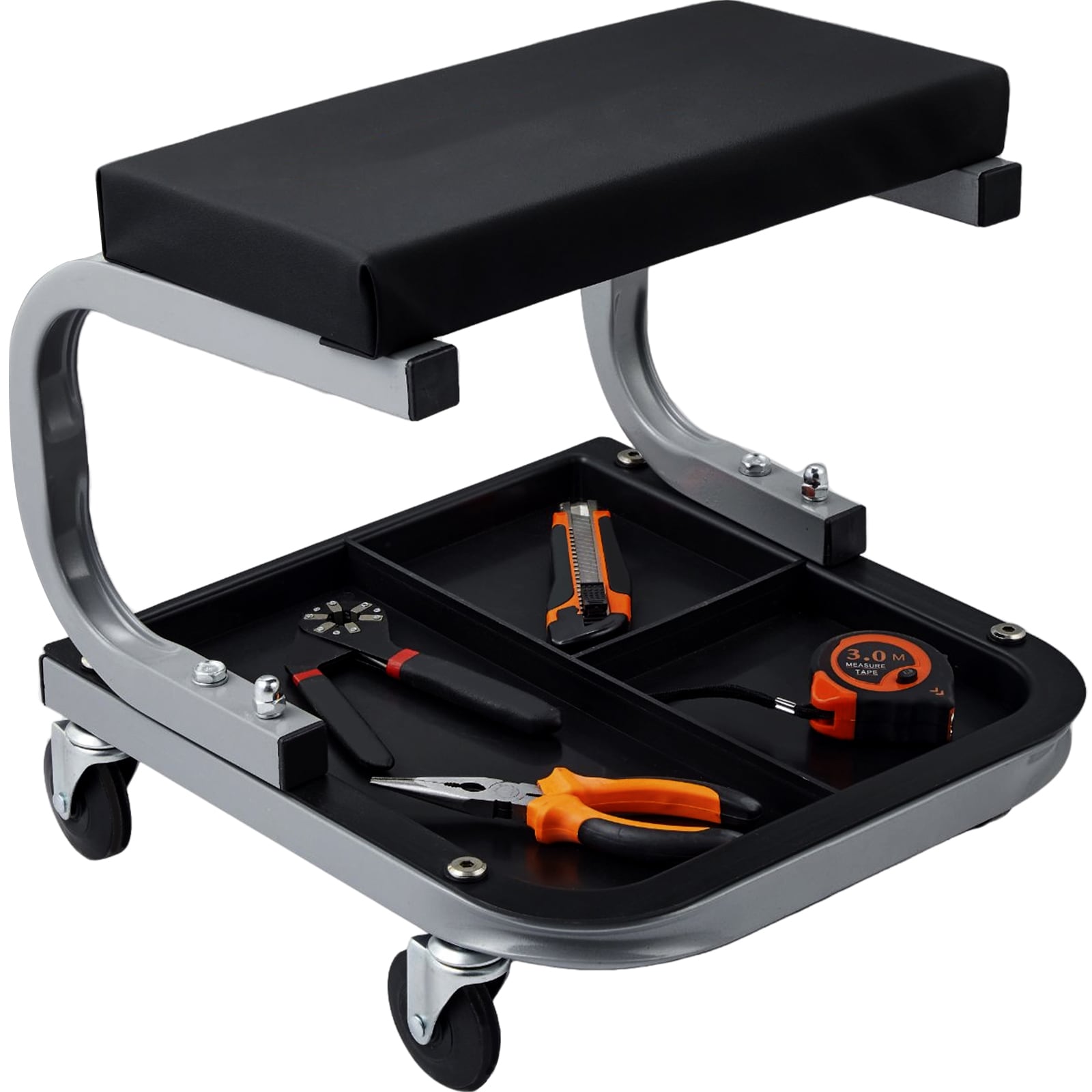 Loheer 14.96-in  250-lb Capacity Heavy Duty Rolling Mechanic Stool with Tool Tray Under Car Creeper Seat for Garage Auto Repair
