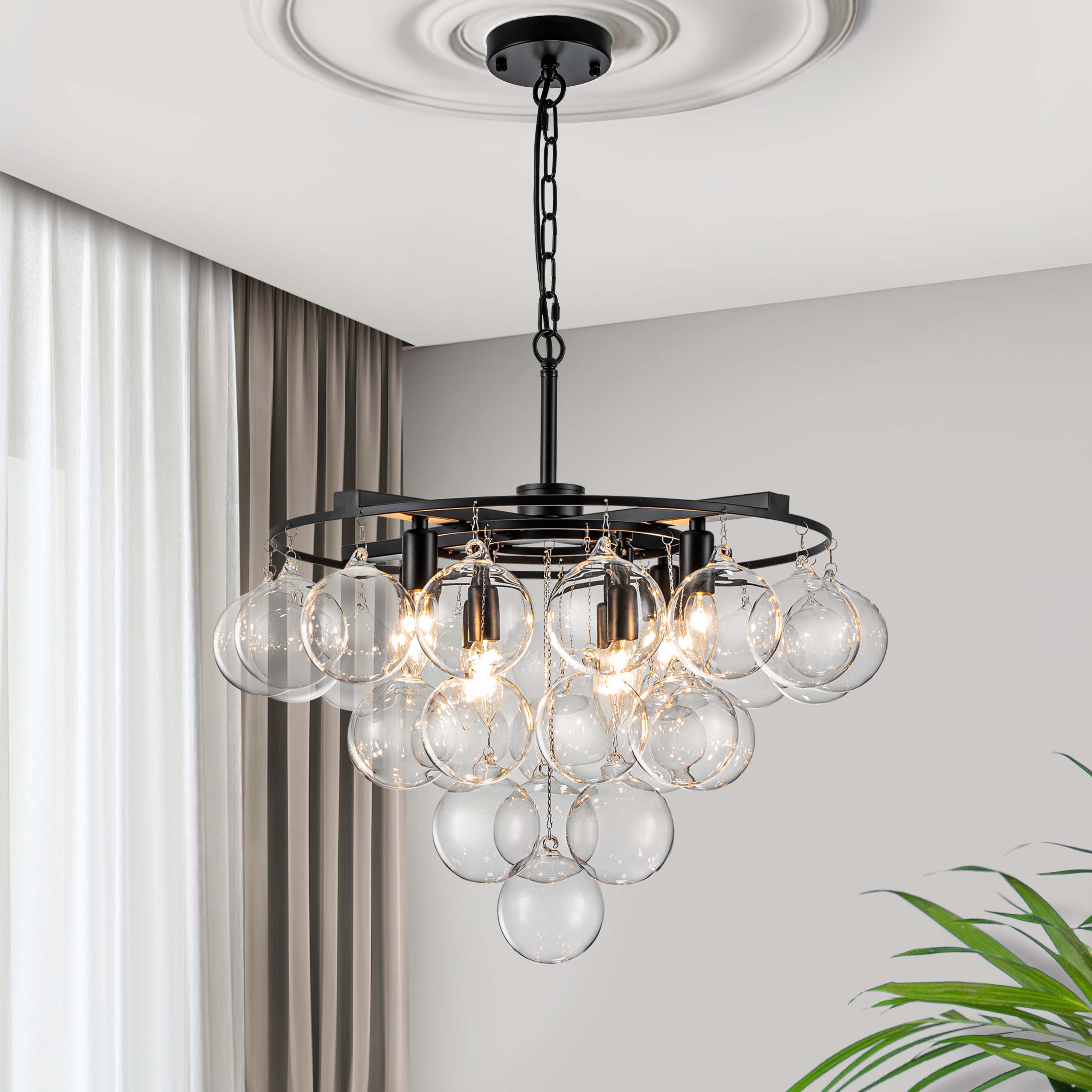 GoYeel ZP108BL08 8 -Light Matte Black Modern/contemporary For Use in Bedrooms, Dining Rooms, Foyers, Kitchens, Living Rooms Chandelier