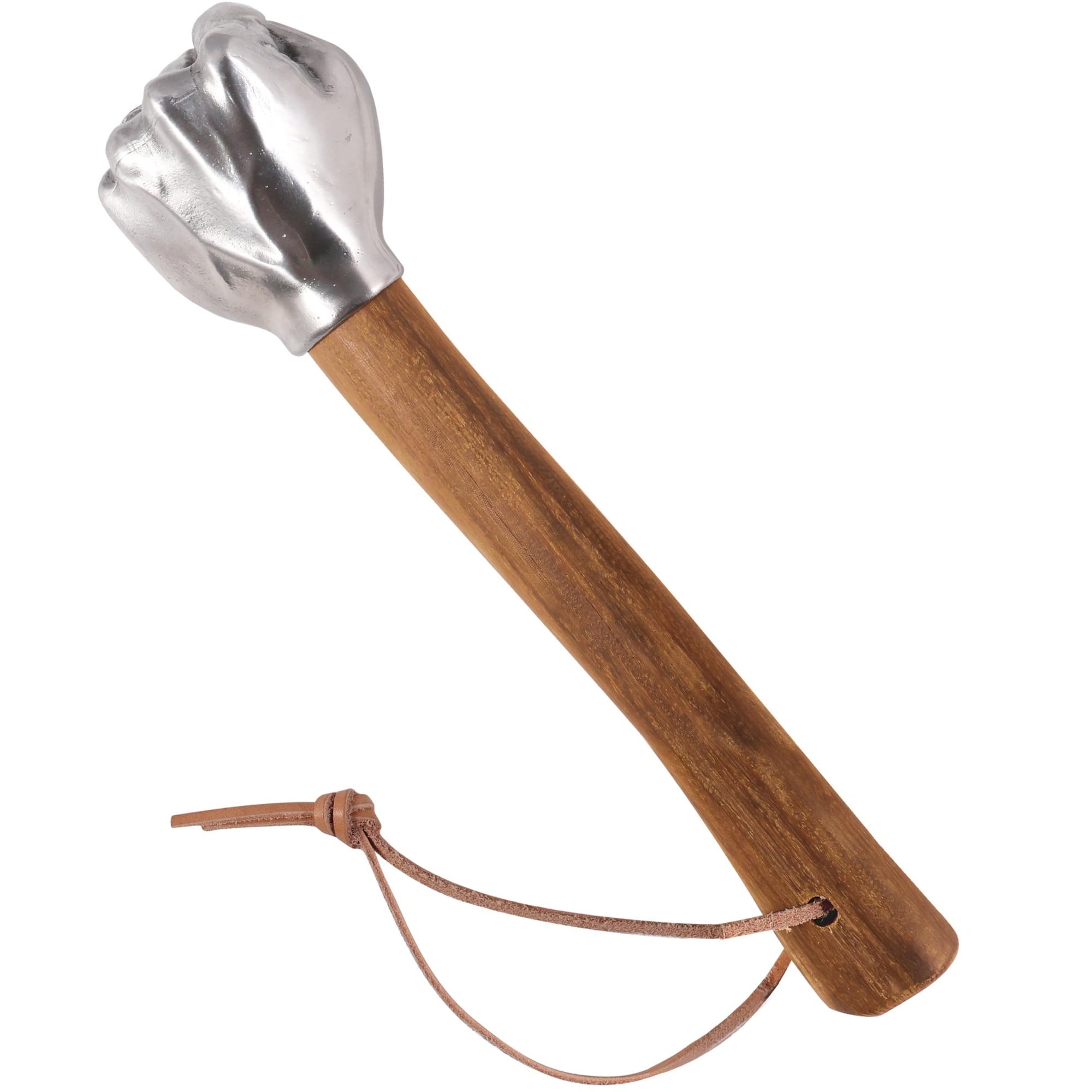 SenQWFa  Blacksmith Fist Hammer Decorative Metal Fist Head Hammer with Wood Handle and Leather Cord Functional Art Tool Unique Collectible Gift