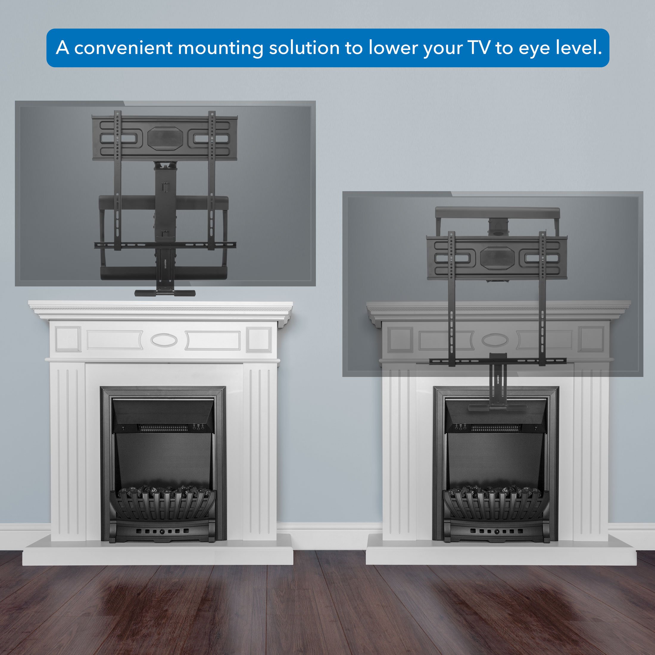 Black Metal Full-Motion Fireplace TV Wall Mount for 40-70 Inch Screens