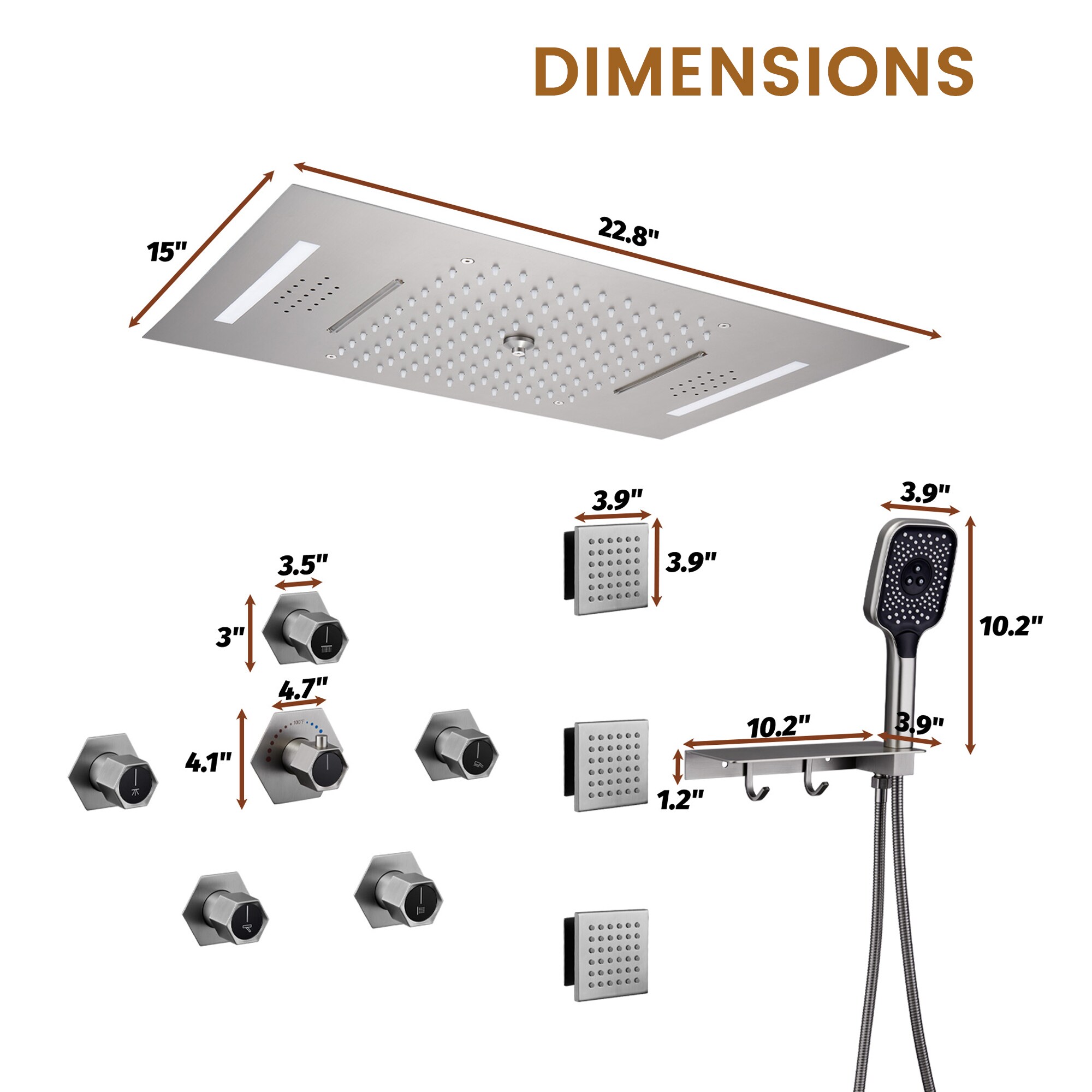 CASAINC KCHS0022-LEDMB Showerhead-Bar-Panels - View #10
