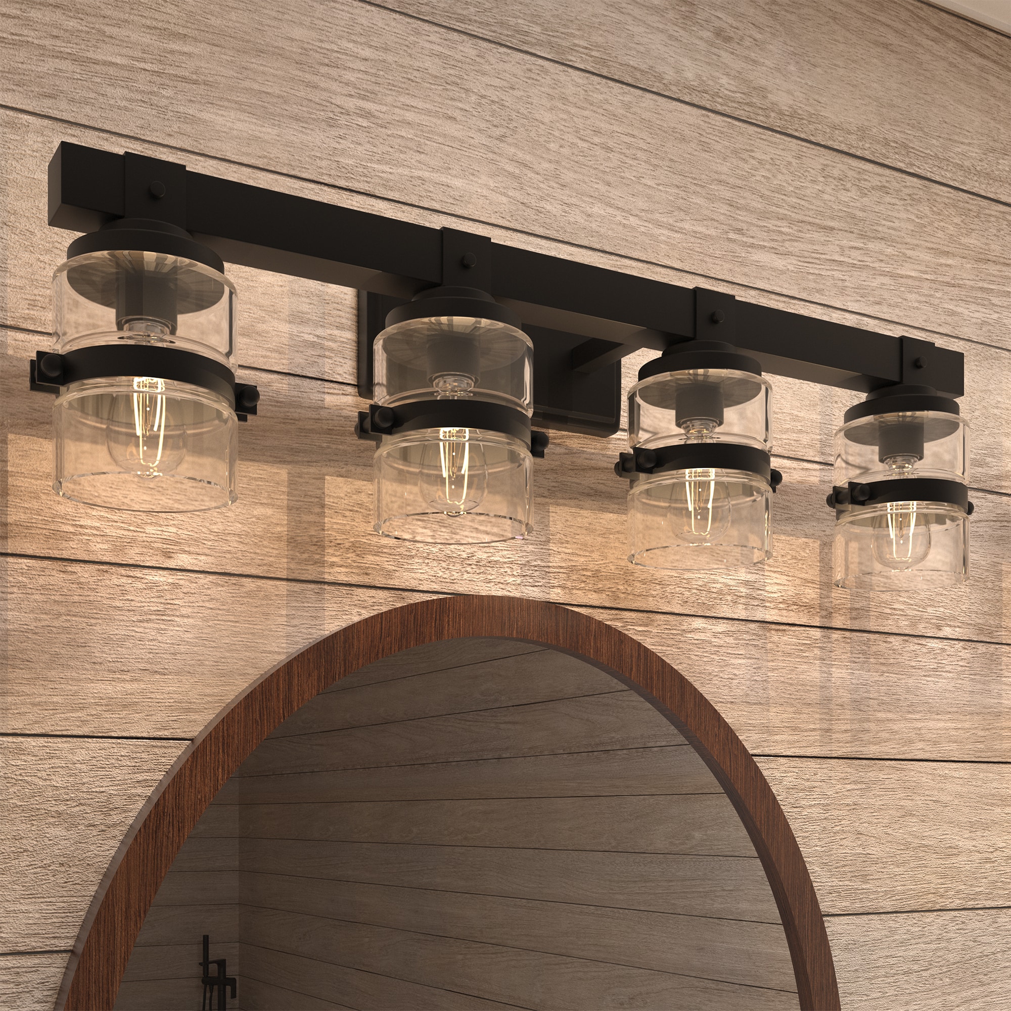 ExBrite Rustic 32.04-in 4 -Light Matte Black Rustic Vanity light #XYJSVL1405ACMBE26