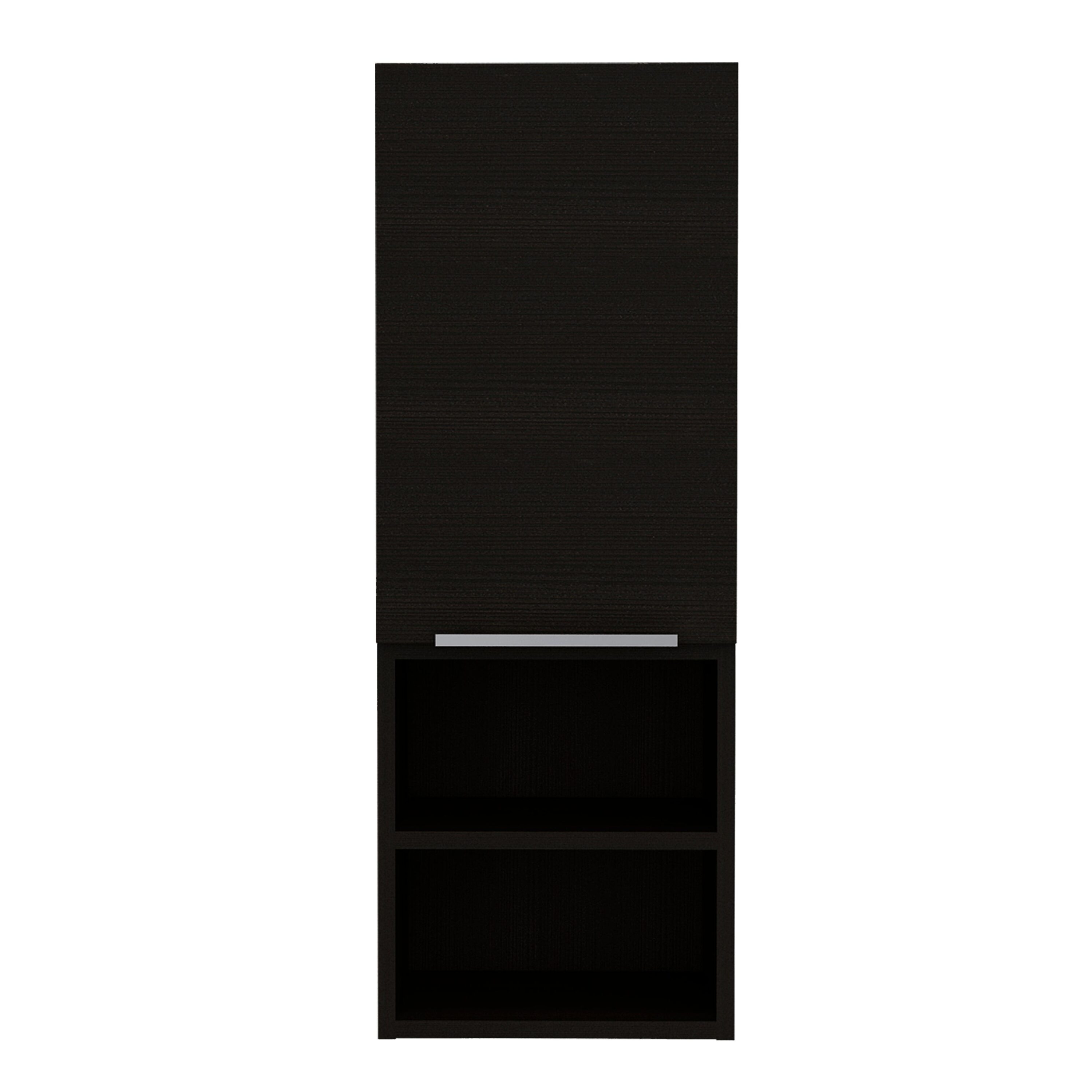 Tatayosi - Bathroom Cabinet Two Interior Shelves Two External Shelves Single Door Cabinet Black