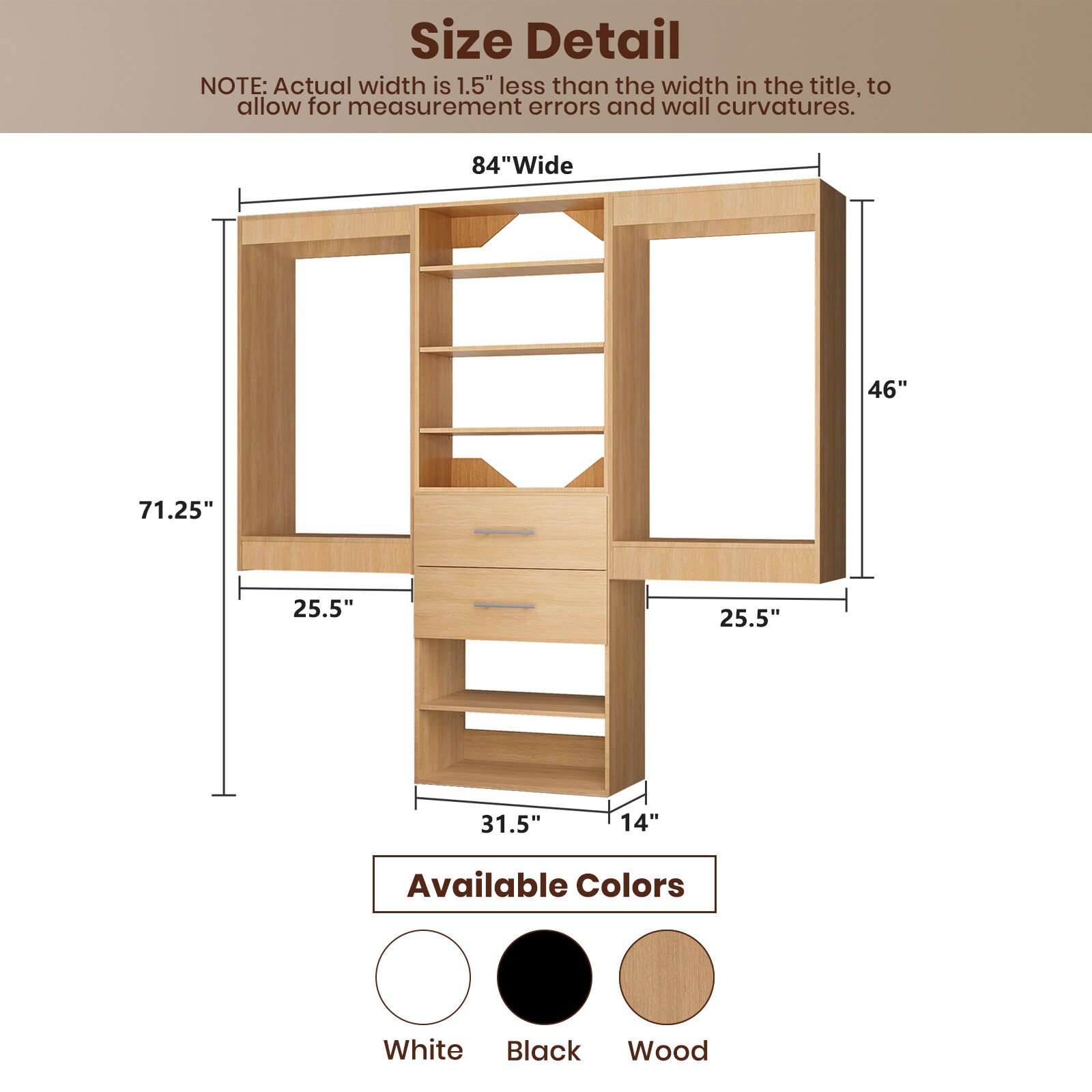LOVMOR LO-MODEL12-21-ZJL Wood-Closet-Shelves - View #2