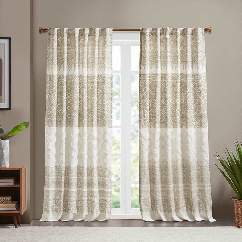 Etokfoks 50 x 84 Inch Cotton Printed Window Panel with Chenille Tufted ...