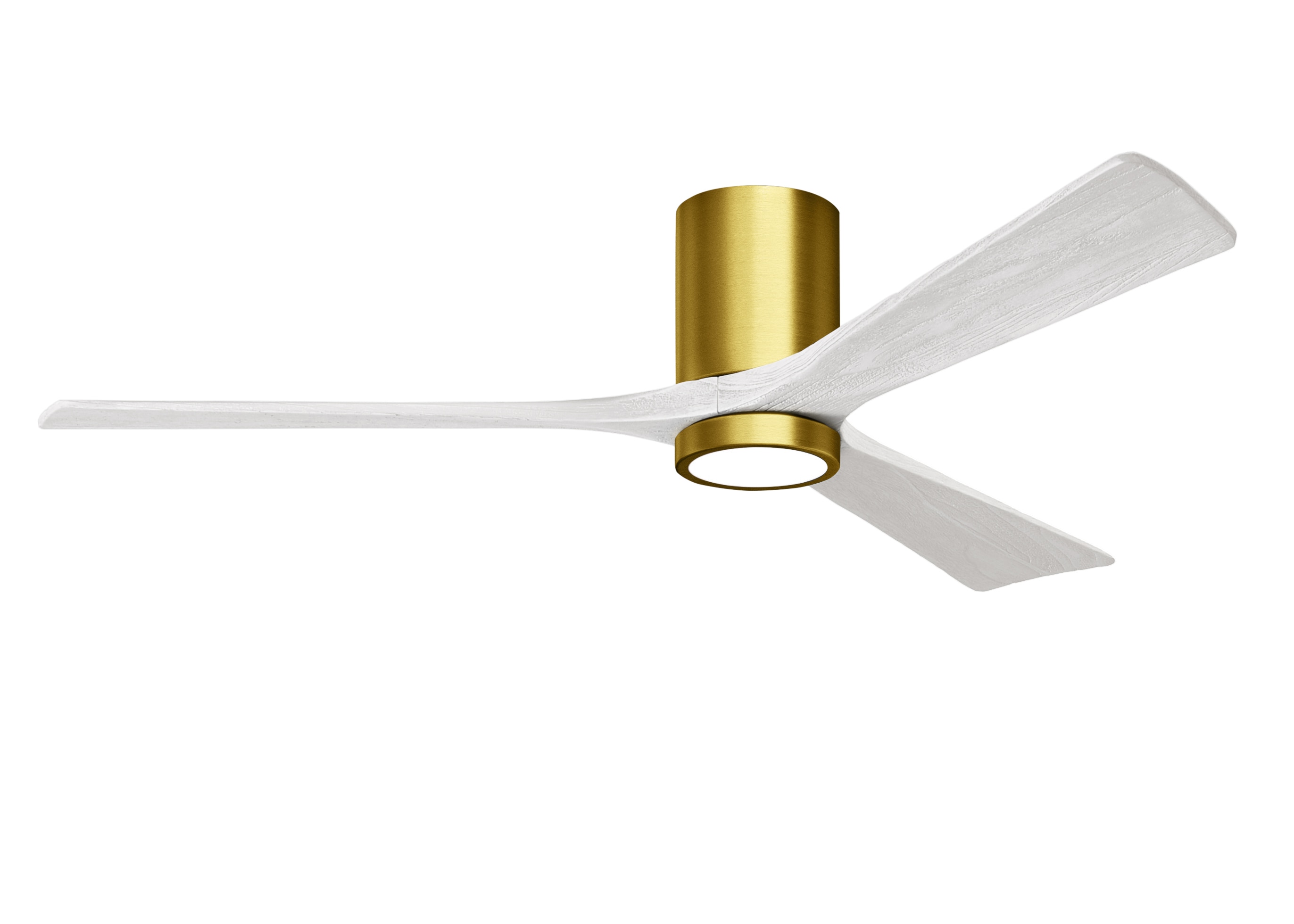 Matthews Fan Company IR3HLK-BRBR-MWH-60 Irene-3HLK 60-in Color-Changing Integrated LED Outdoor Flush Mount Brushed Brass with Matte White Blades Ceiling Fan With Light - Remote Included ( 3 -Blade )