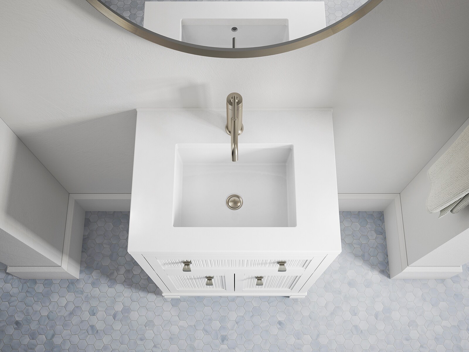 Hearthaven 24" White Freestanding Single Vanity with Quartz Top