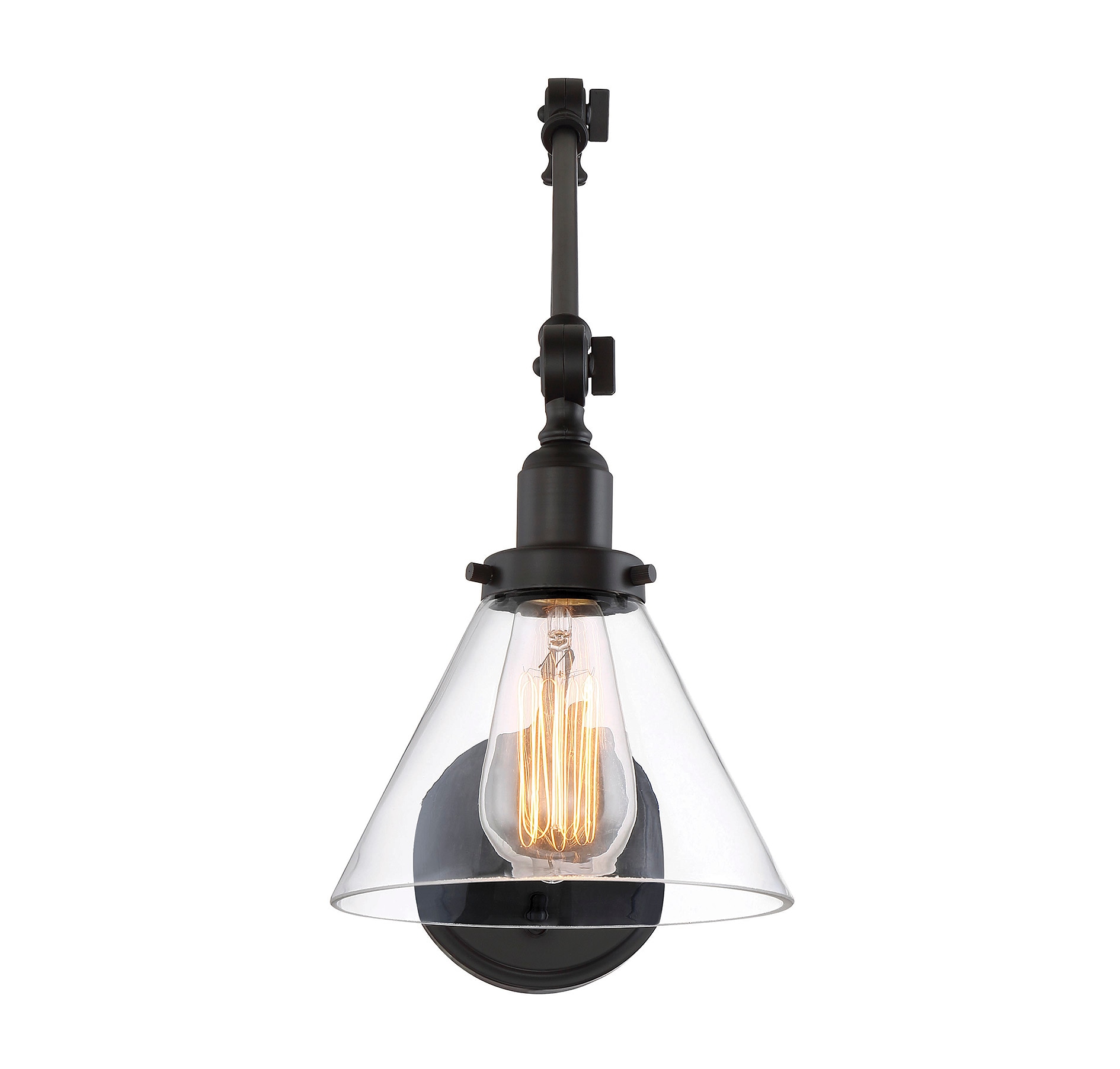 Drake English Bronze Adjustable Wall Sconce with Clear Glass Shade
