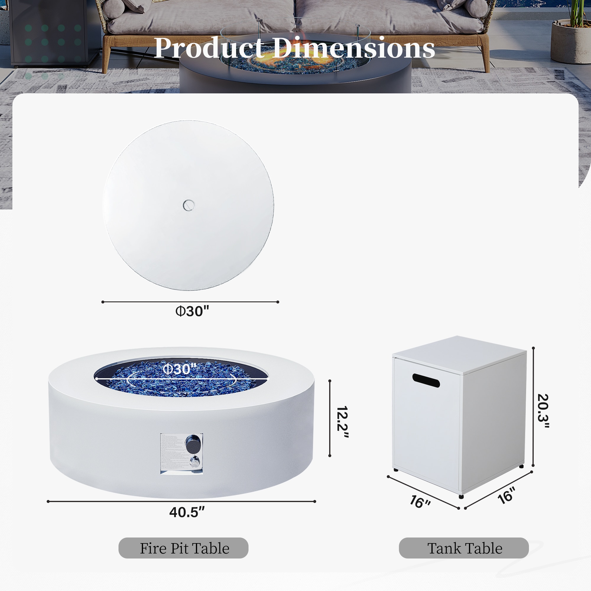 Patio Watcher 42TP-WHITE-KDWST Outdoor-Gas-Firepits - View #4