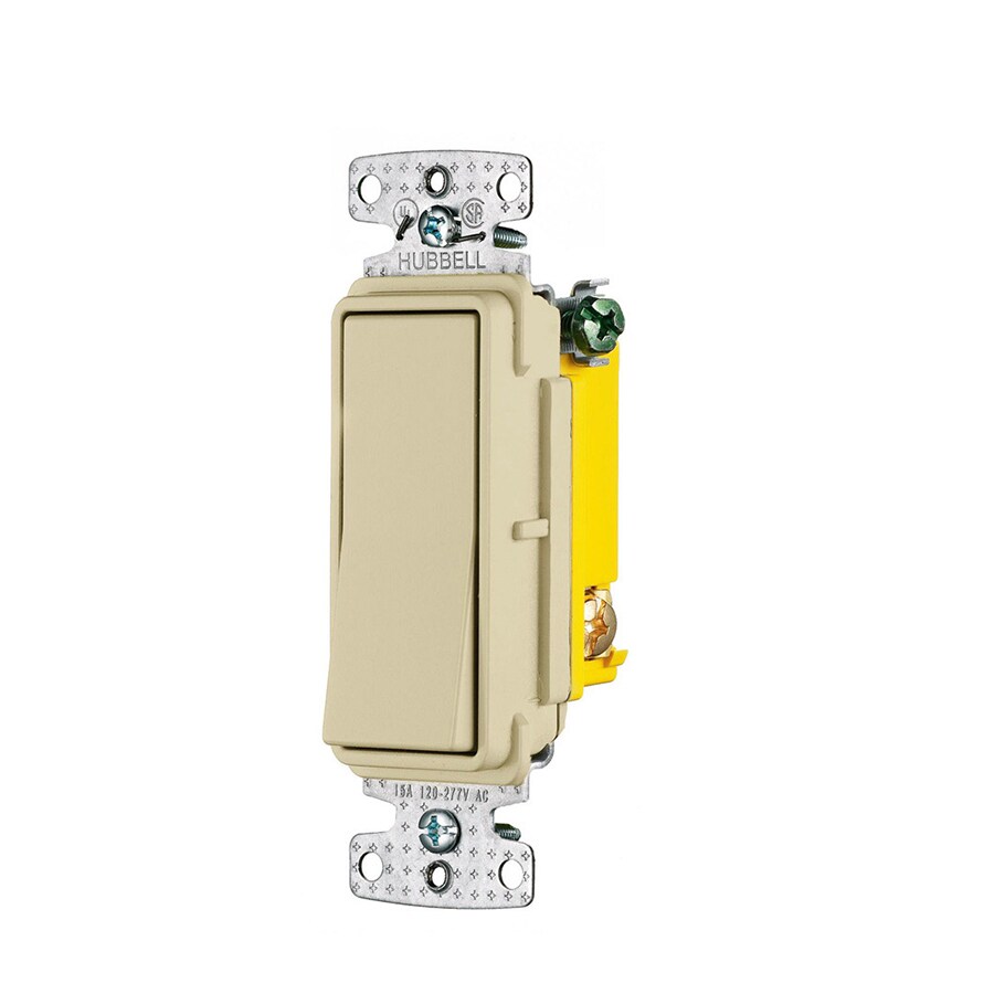 Hubbell RSD115I5Z X-Clamp 15-Amp Single-Pole Rocker Light Switch, Ivory (5-Pack)