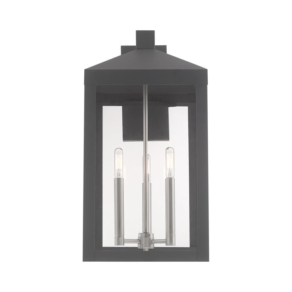 Scandinavian Gray Nickel 3-Light Outdoor Wall Lantern Sconce