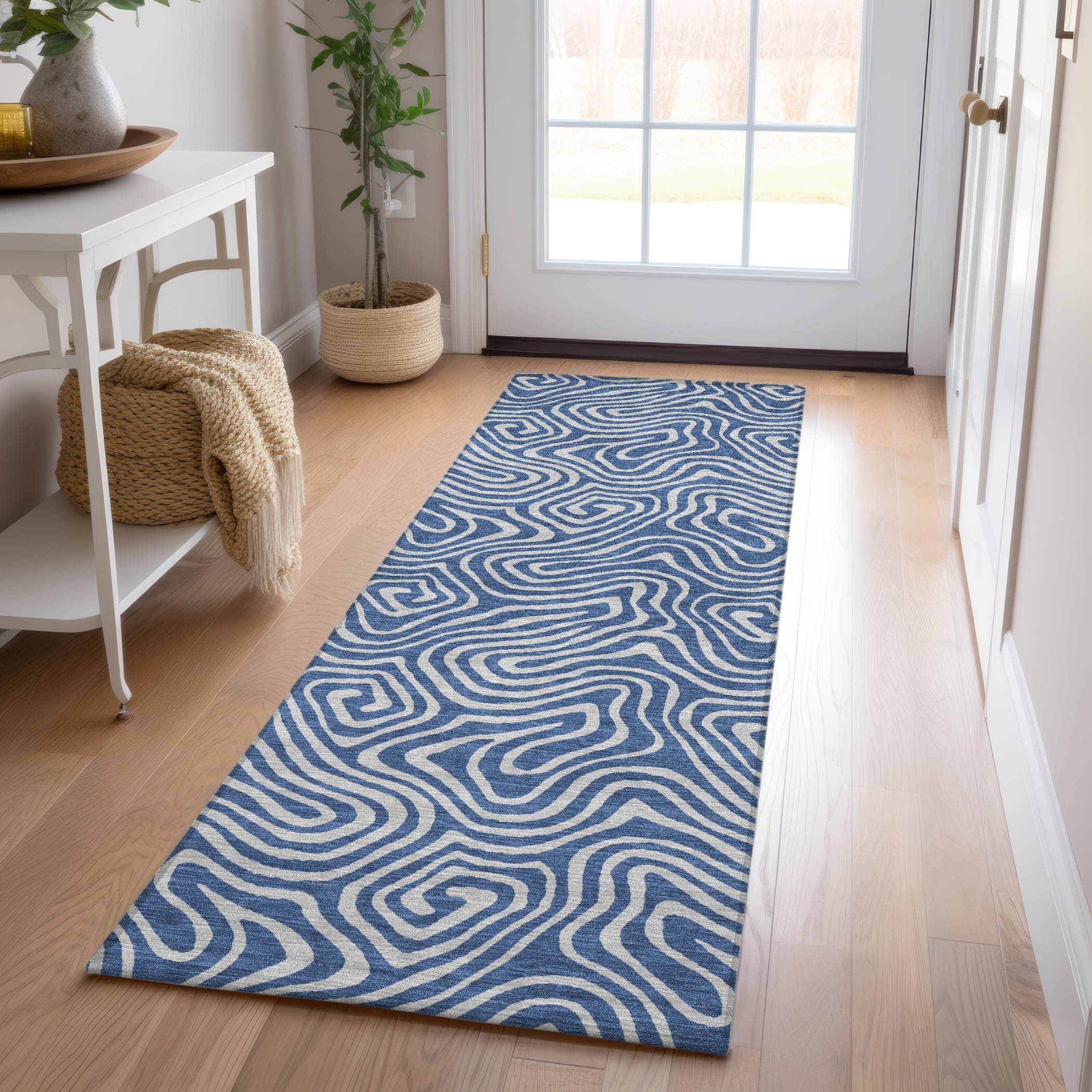 Addison Rugs ACN1031NA2X8 Chantille ACN1031NA 2 x 7 (ft) Polyester Navy Rectangular Indoor/Outdoor Geometric Machine washable Runner rug