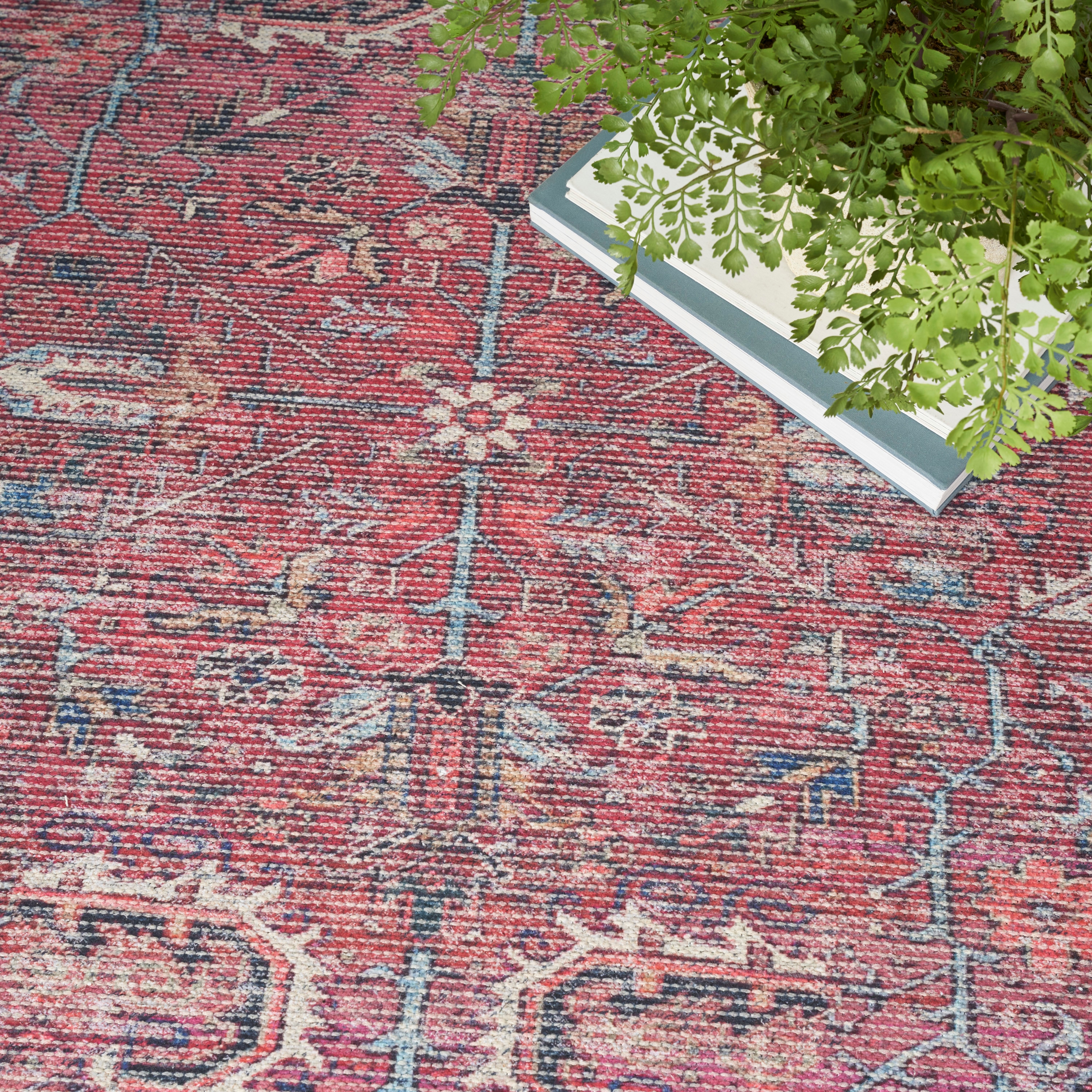 Brick Red Vintage Persian Washable Chenille Area Rug 4' x 6'
