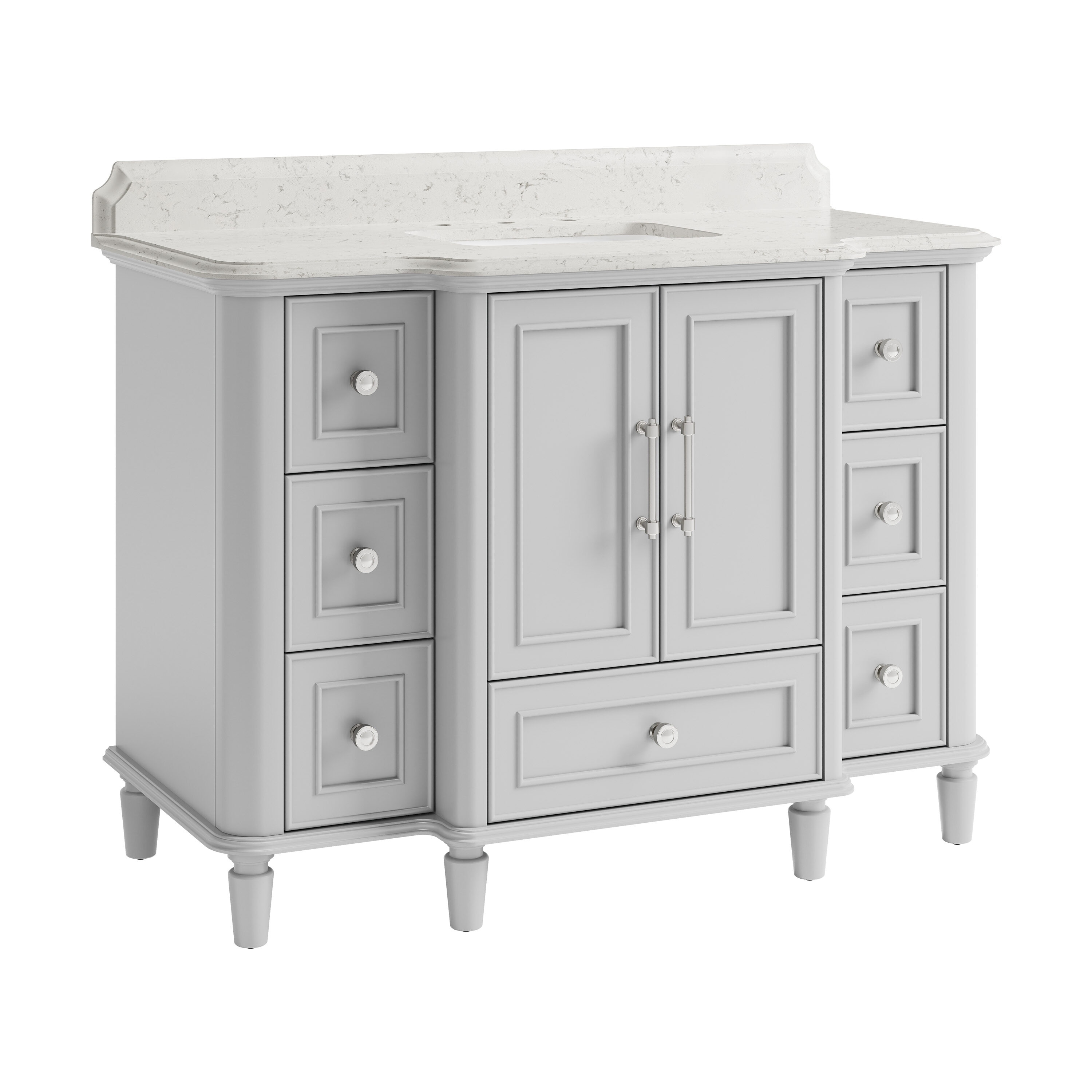 allen + roth Colchester 48-in Light Gray Undermount Single Sink Bathroom Vanity with Ocean White Engineered Stone Top