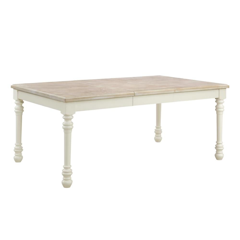 Powell D1032D16DT Slater Whitewash Transitional Extending Self-storing Leaf Dining Table, Wood Veneer with Whitewash Wood Base