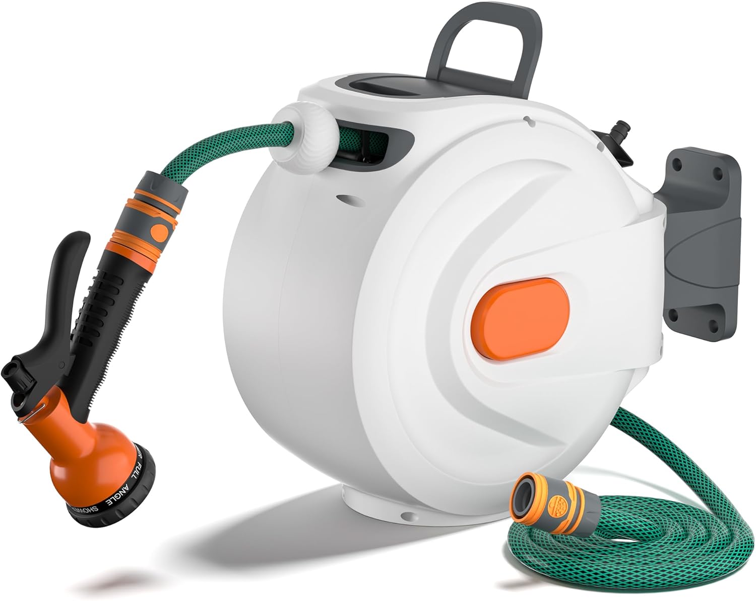 Fenbeli 1/2-in x 100-ft Wall Mounted Retractable Garden Hose Reel with Auto Rewind and 10-Pattern Nozzle