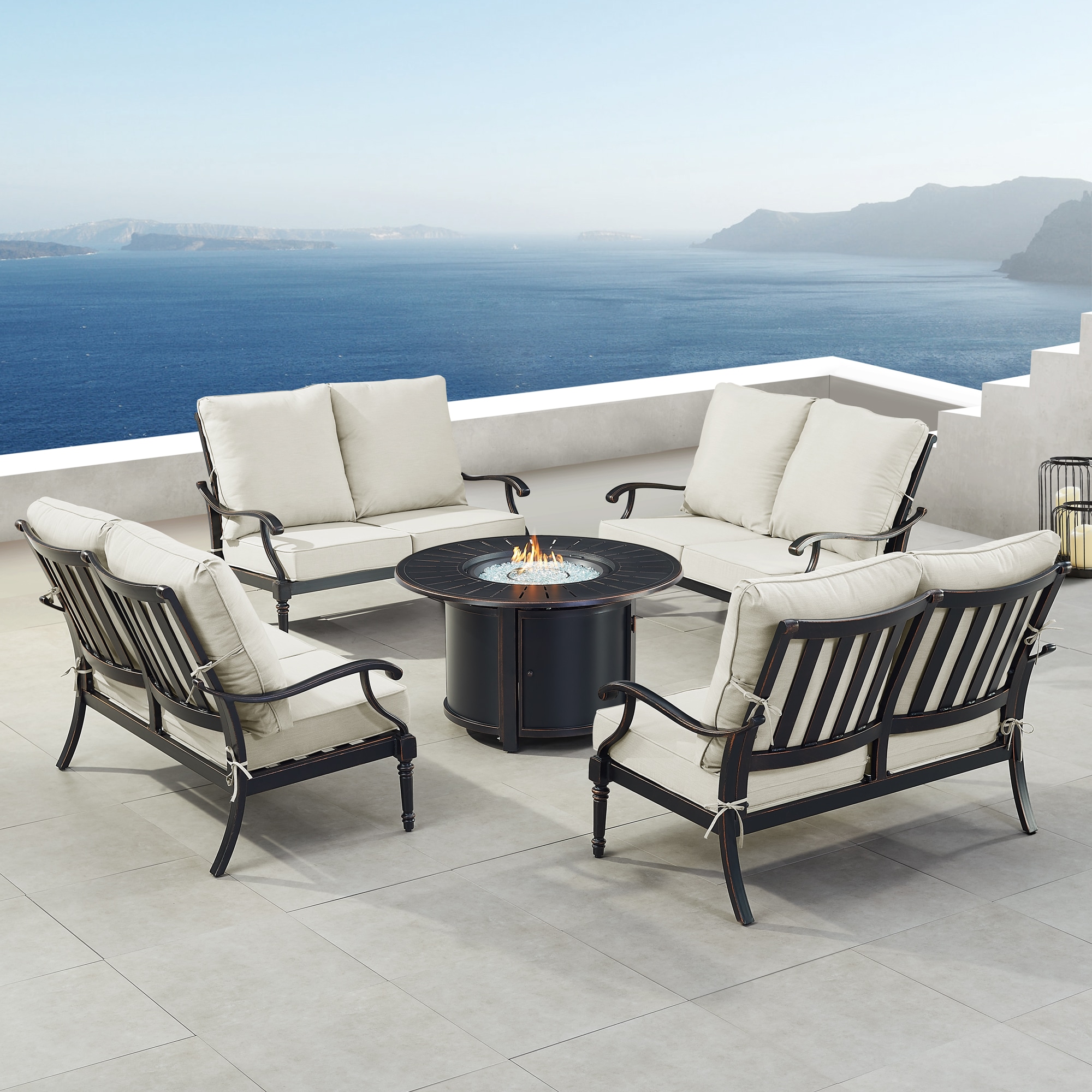 Oakland Living SHAO4LSNOBULGCUIBA 23-Piece Patio Conversation Set with Blue Cushions