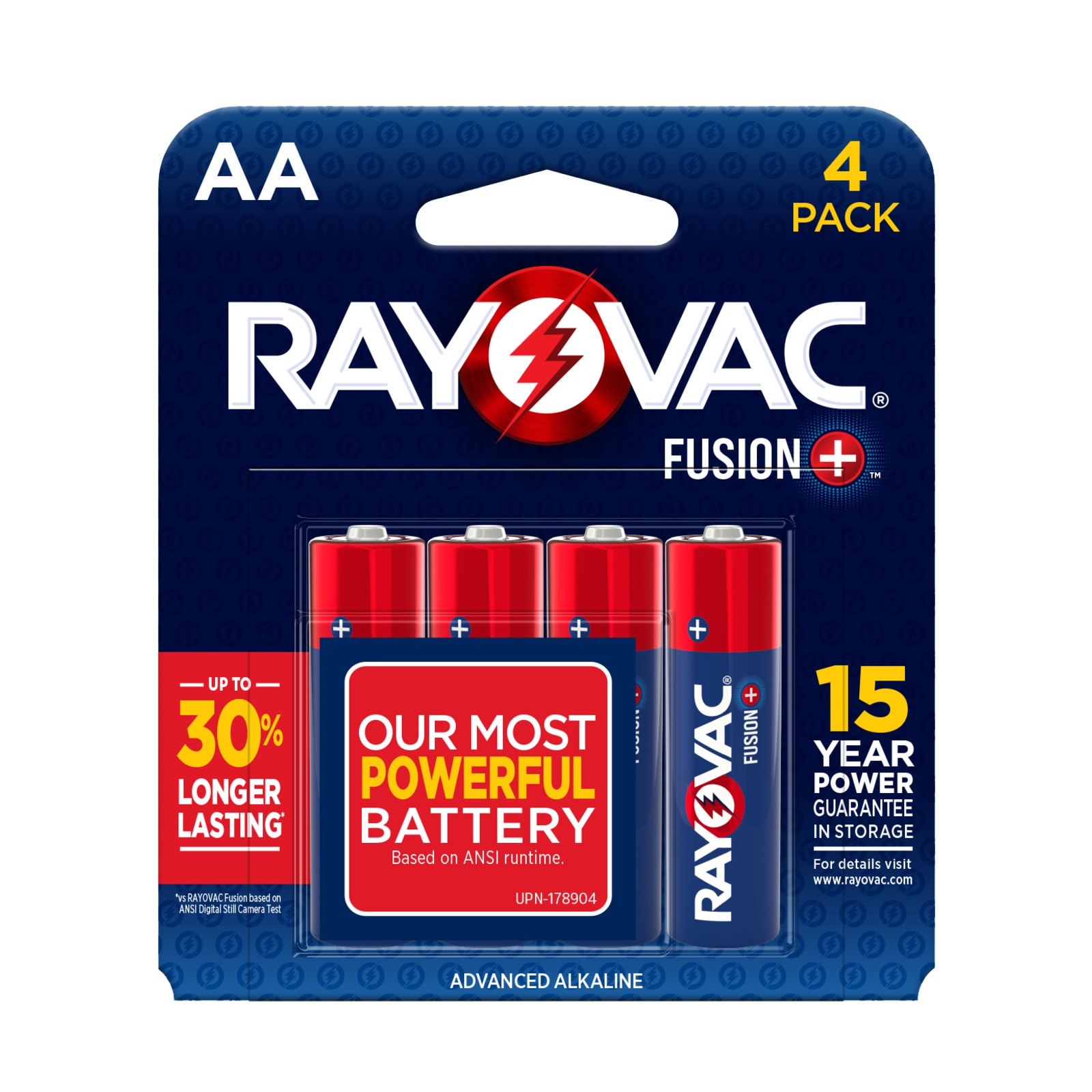 Rayovac 815-4TFUSJ Fusion Alkaline AA Batteries, Double A Batteries ( 4 -Pack)