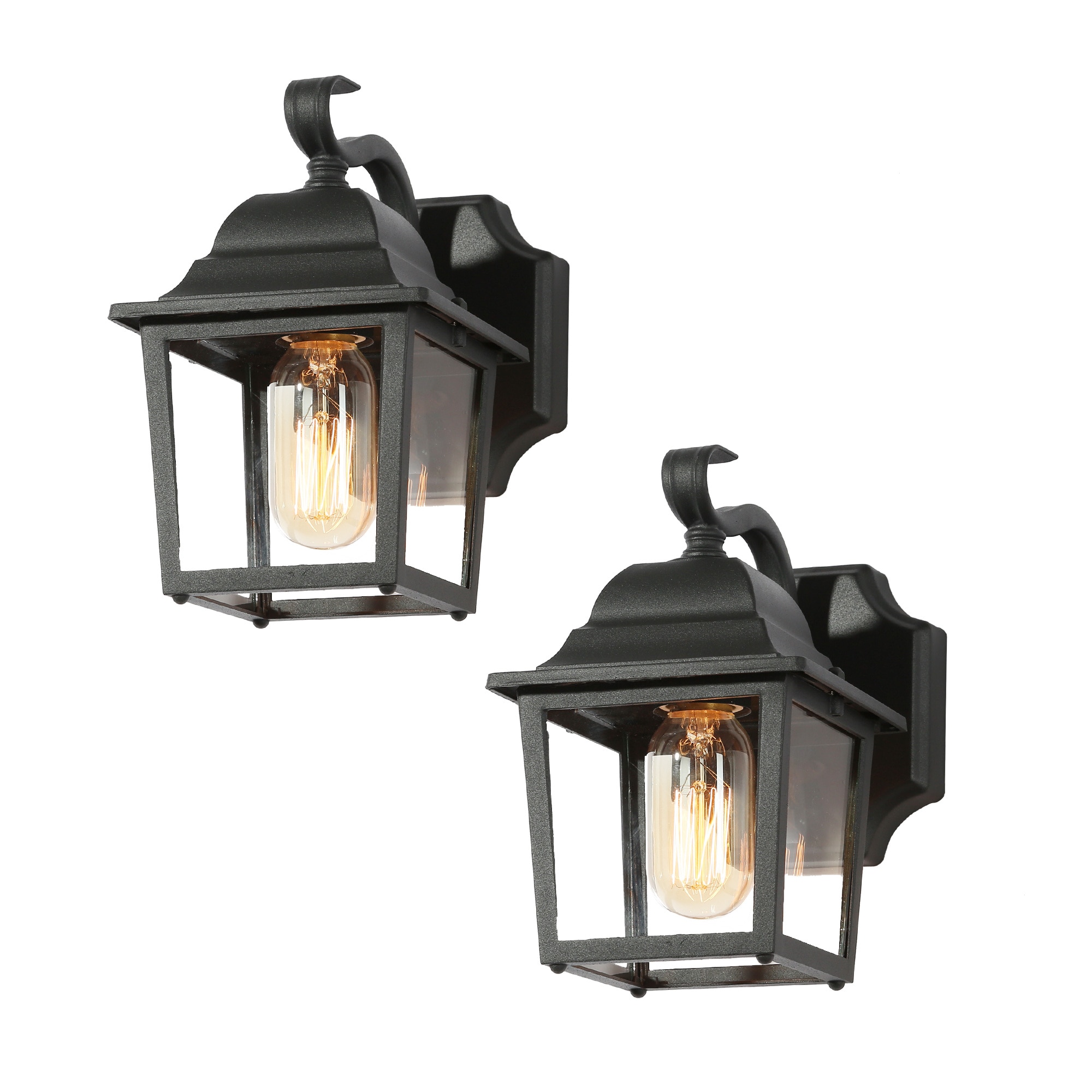 ライト・ランタン LOCKFIELDEQUIPMENT Uolfin 2-Pack 1-Light 8-in H Matte Black LED Outdoor Wall