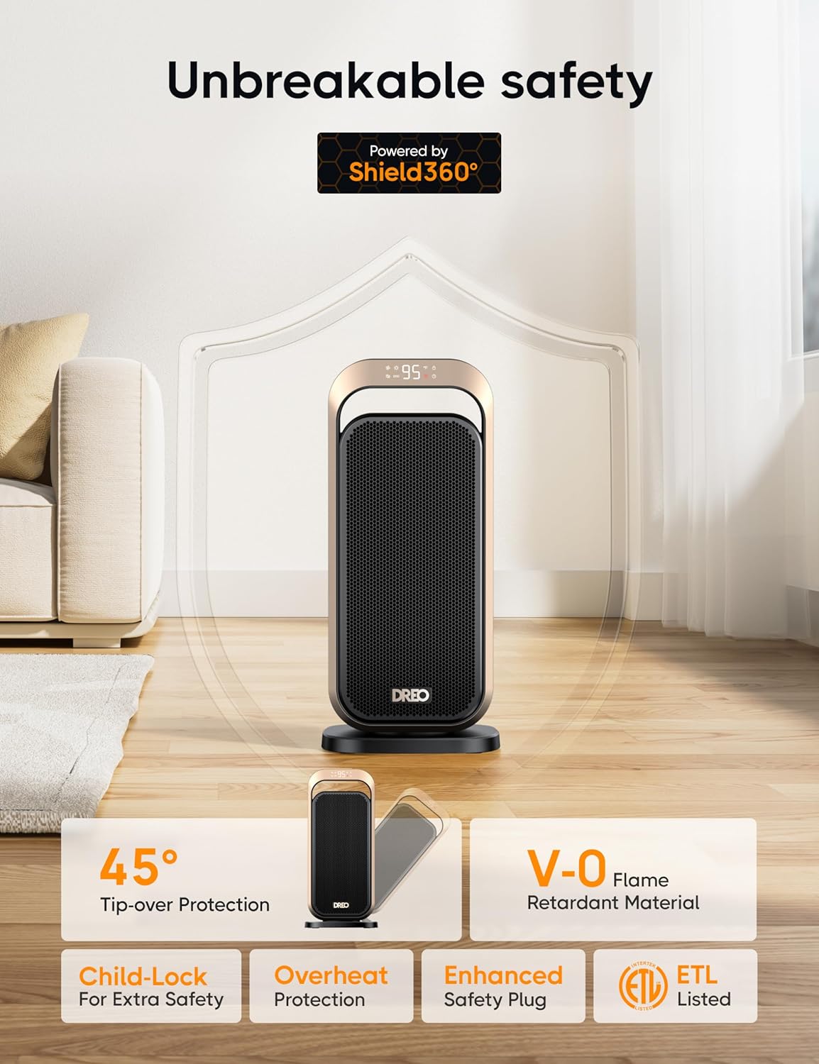 DREO DR-HSH007 GOLD Portable-Electric-Heat - View #5