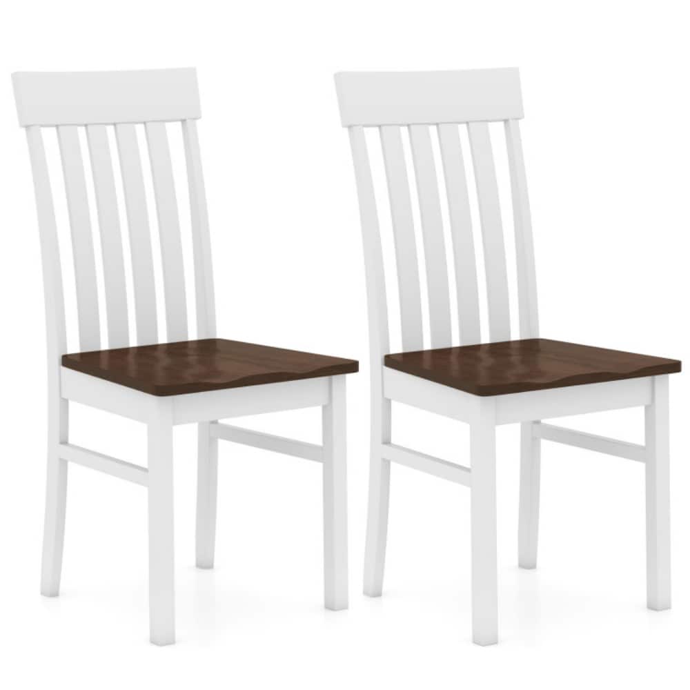 Fenbeli Farmhouse Dining Chairs Set of 2 with High Slatted Back and Contoured Seat for Kitchen or Dining Room