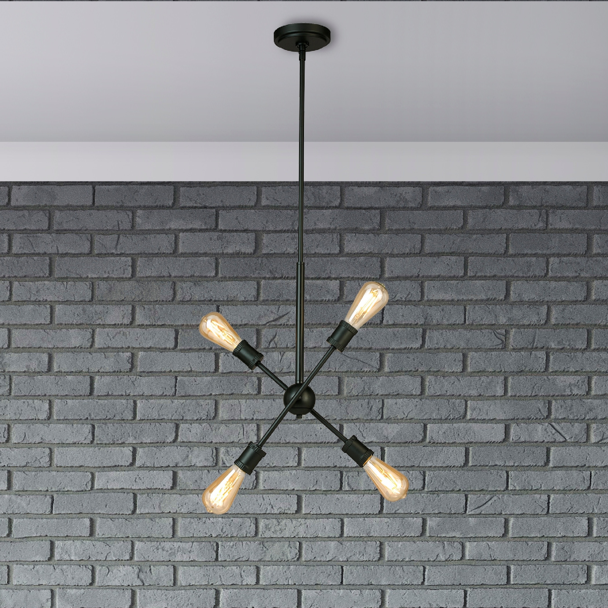 Etris Row Aged Brass and Black Globe 4-Light Pendant