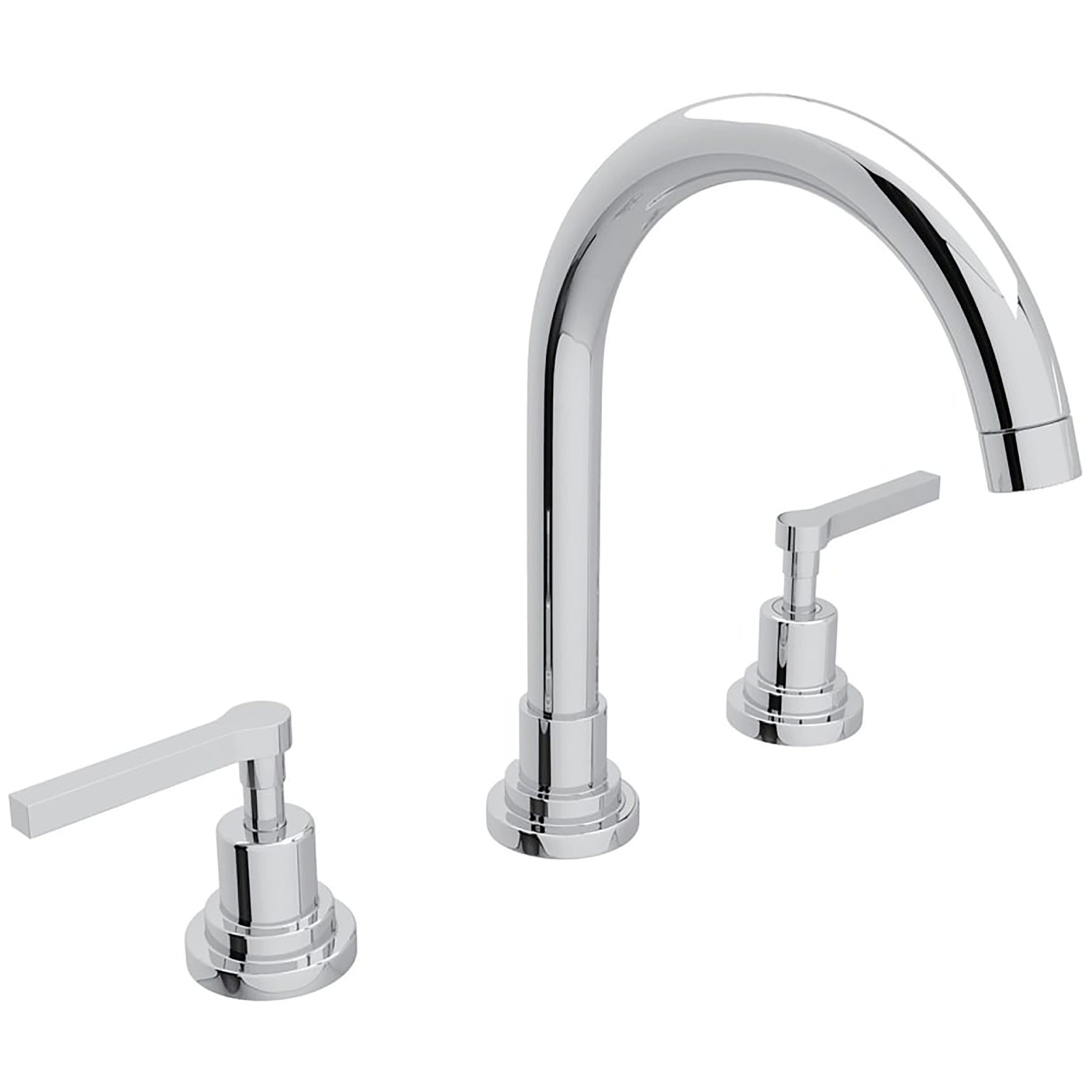 Rohl A2208LMAPC-2 Polished Chrome Widespread 2-handle Mid-arc Residential Handle Bathroom Sink Faucet with Drain