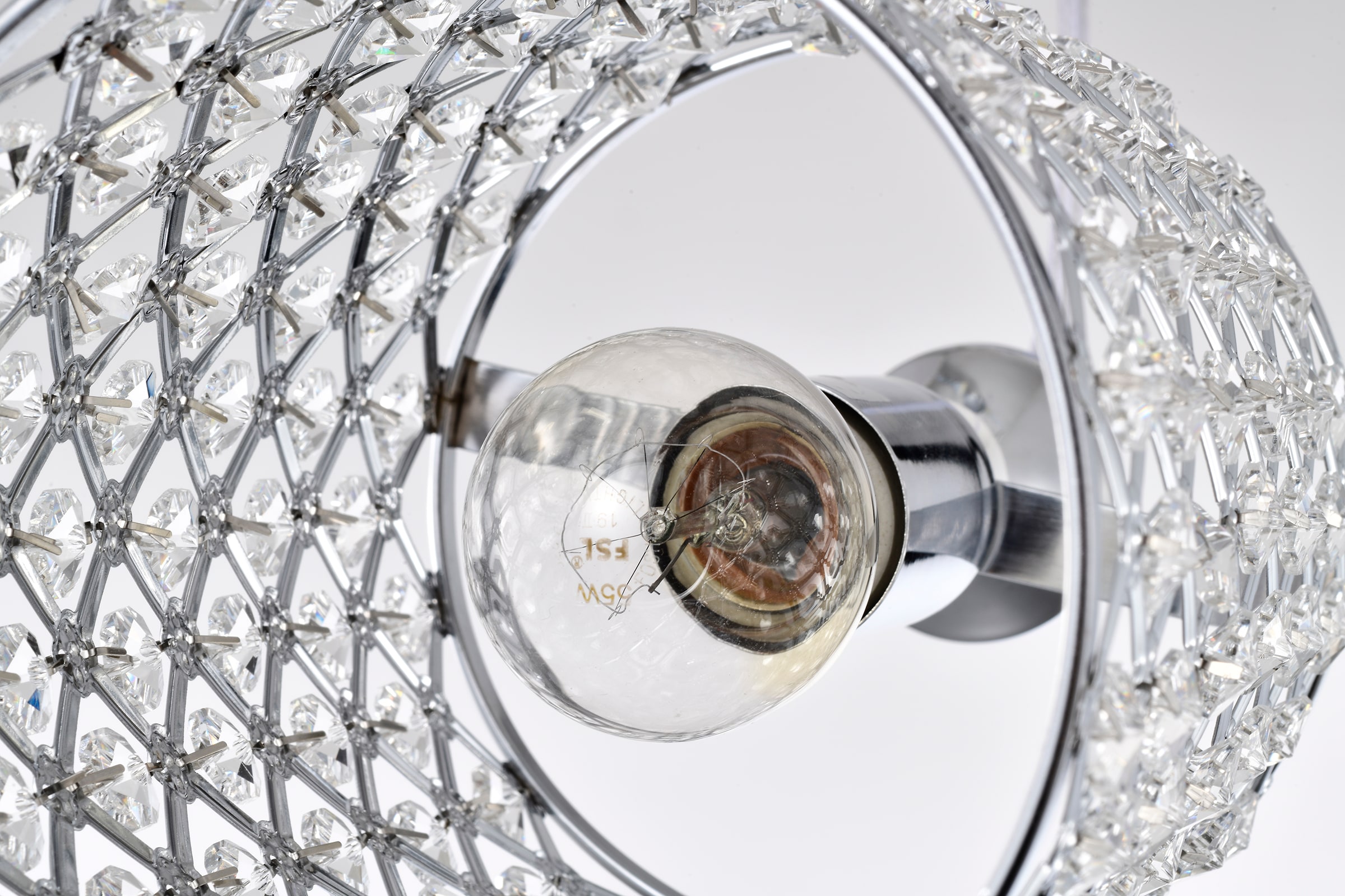 Chrome Crystal Beaded Mini Drum Pendant Light