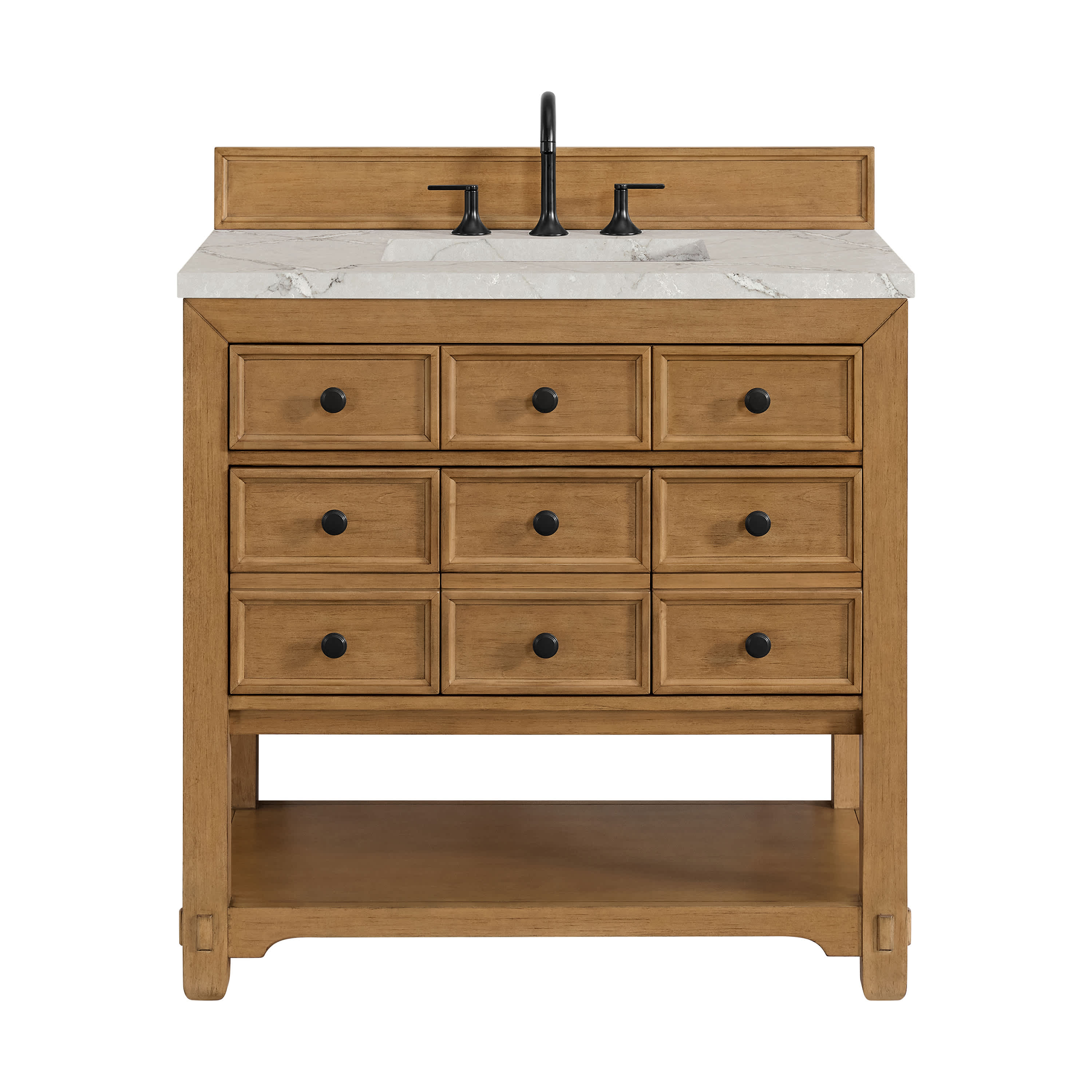 James Martin Vanities Malibu 36-in Amber Birch Undermount Single Sink Bathroom Vanity with Victorian Silver Quartz Top