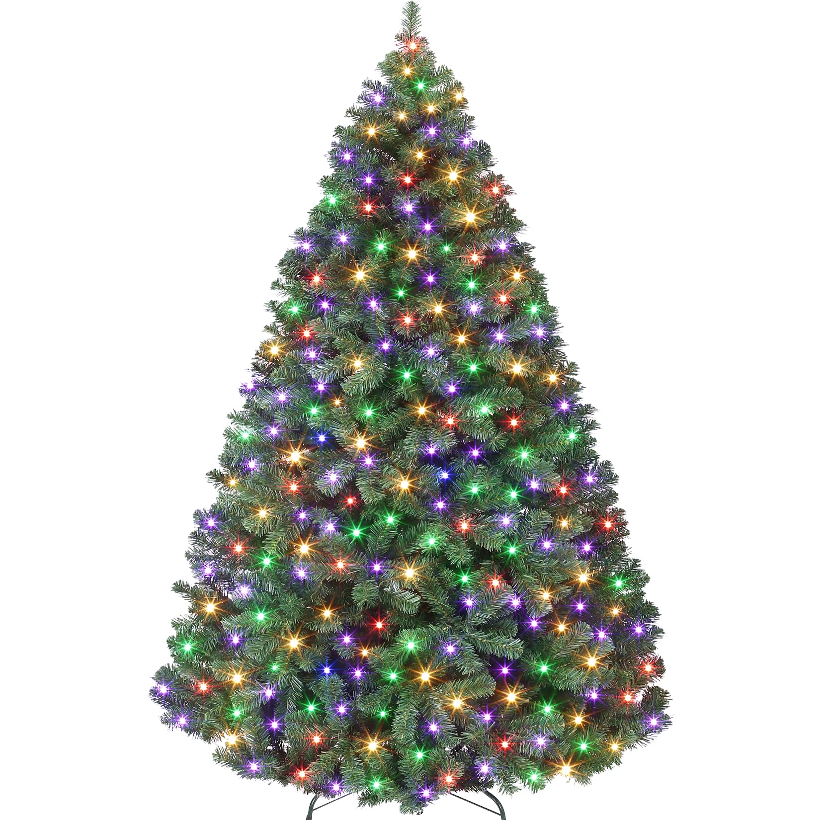 Der Rose 7.5Ft Artificial Christmas Tree with LED Lights Realistic Premium Spruce Hinged Christmas Tree Holiday Christmas Tree with Metal Hinges and Collapsible Base for Home Parties and Office Decorations