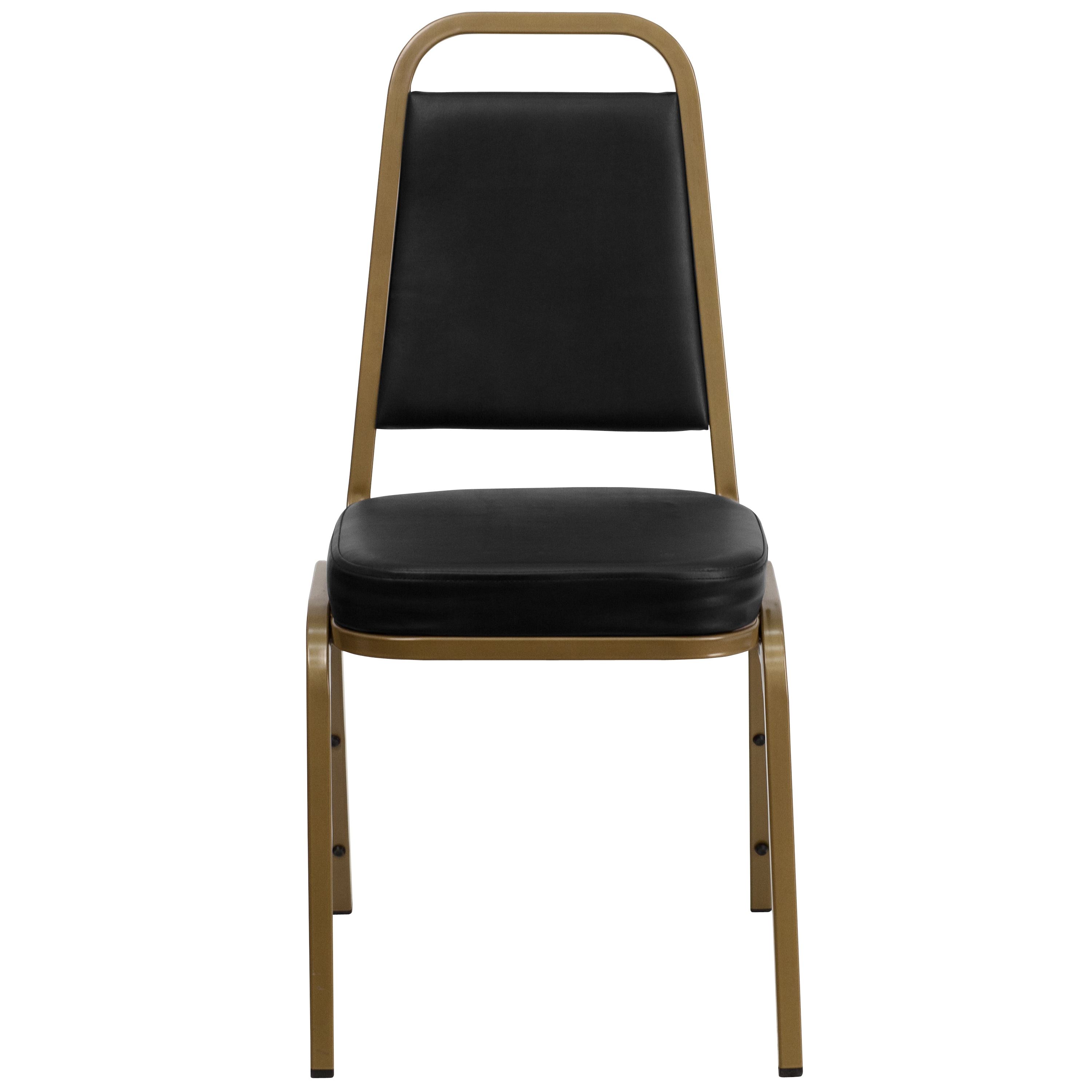 Black Vinyl and Gold Frame Stacking Banquet Chair
