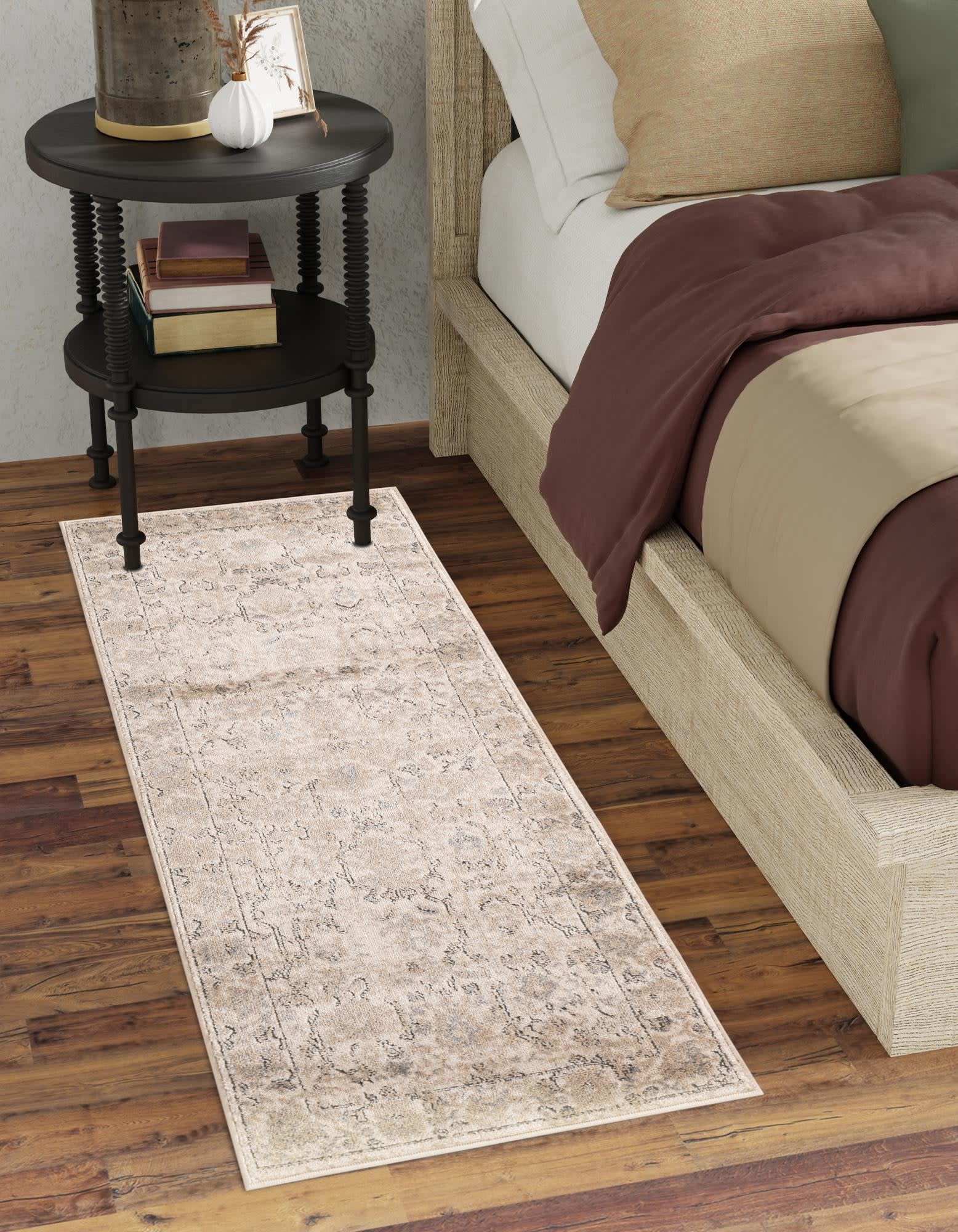 Unique Loom 3187519 Portland 3 x 10 (ft) Loomed Polypropylene Ivory Rectangular Indoor Border Runner rug